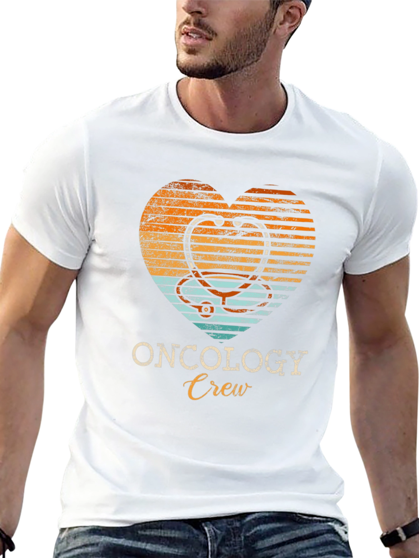 Oncology Crew Heart Stethoscope Graphic Tee