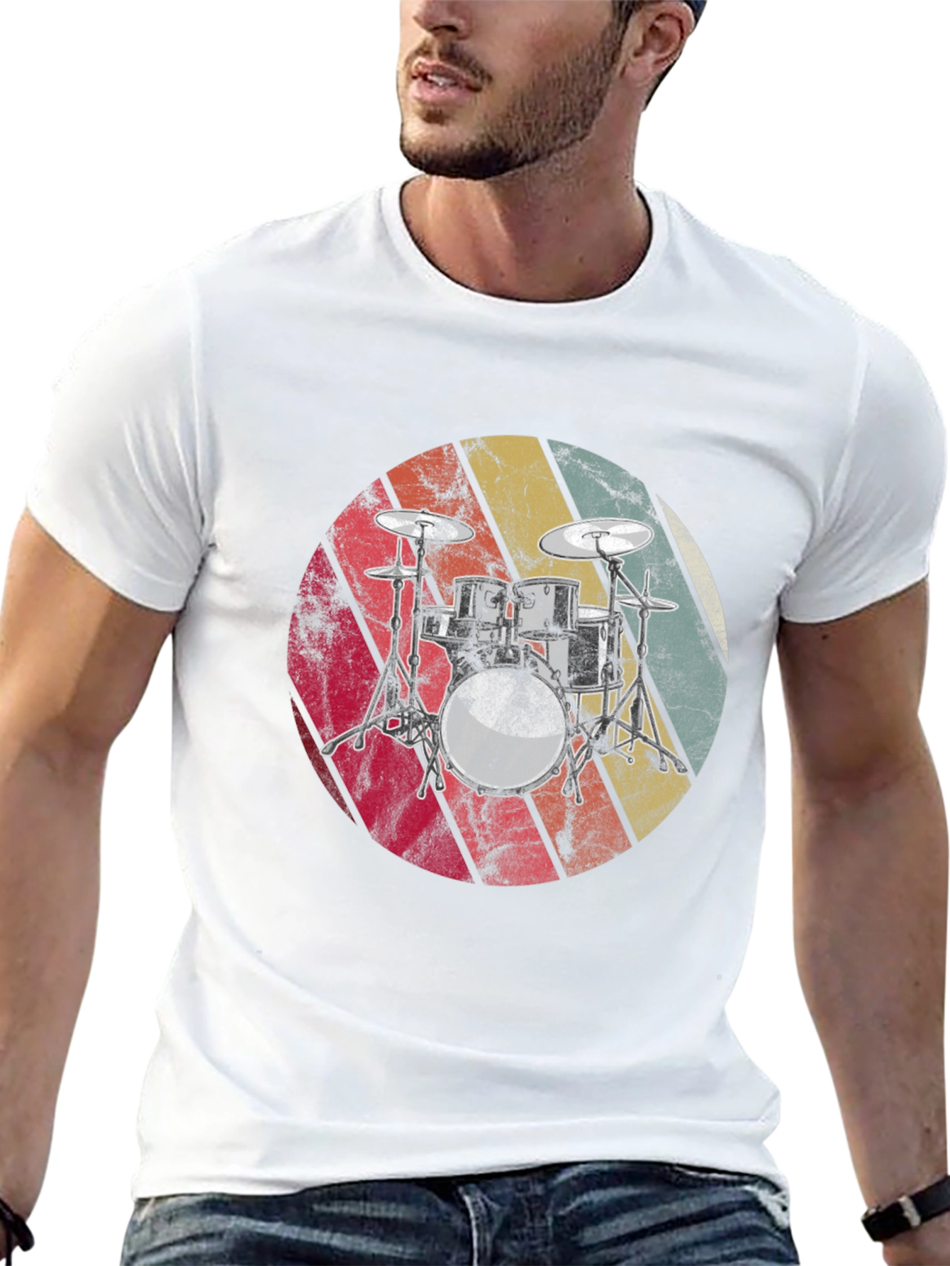 Retro Drum Set T-Shirt - Music Lover Tee