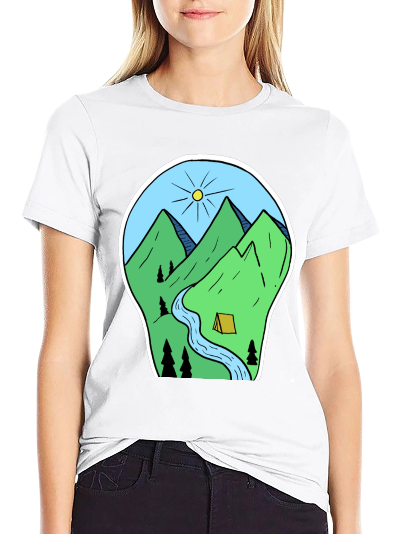 Mountain Camping Graphic Tee - Black