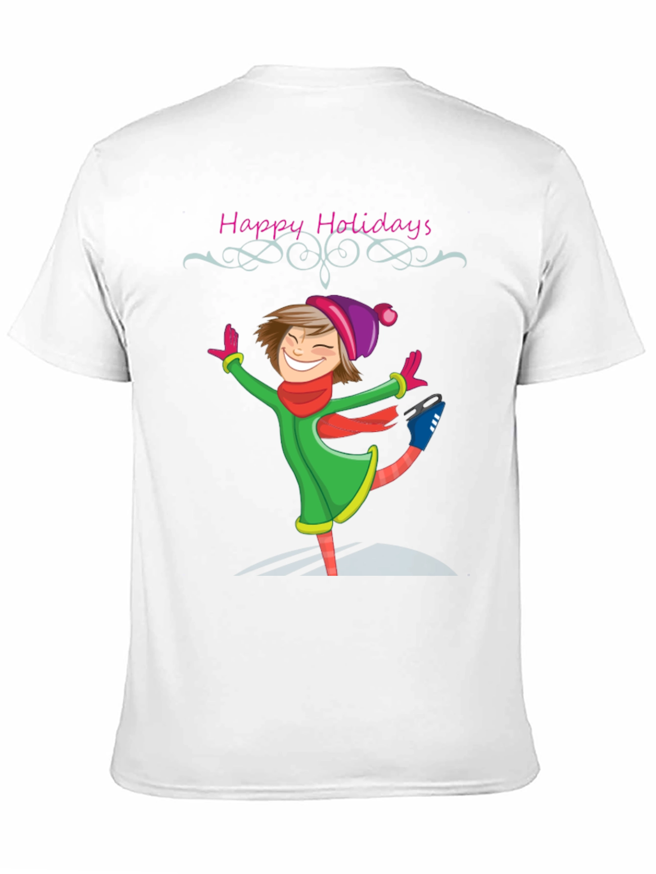 Happy Holidays Ice Skater Graphic Tee