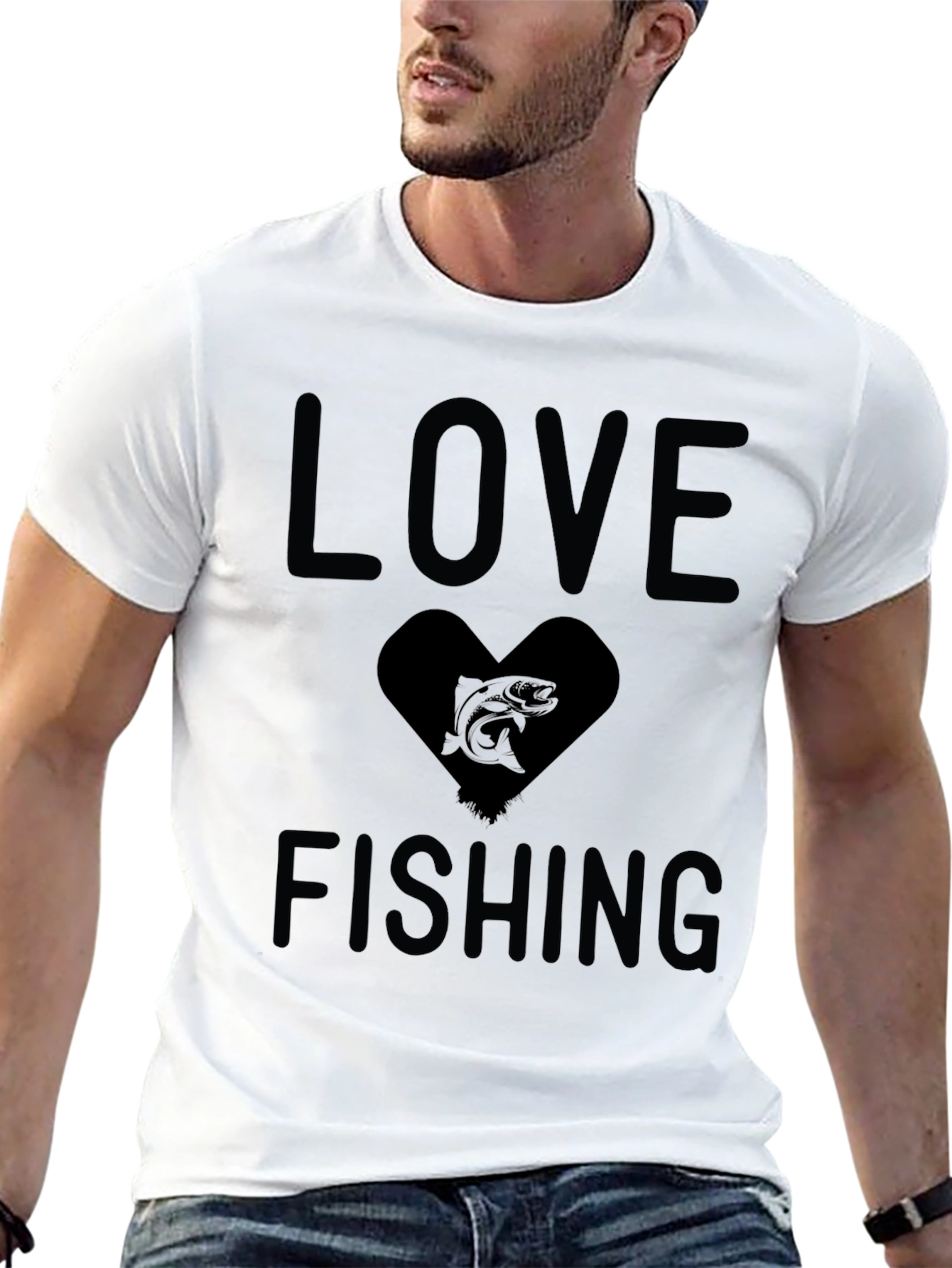Love Fishing Black Graphic T-Shirt
