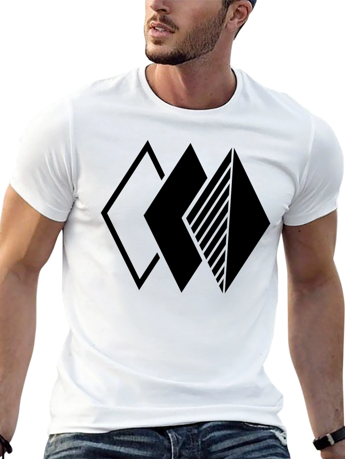 Geometric Diamonds Black T-Shirt | Modern Design Tee