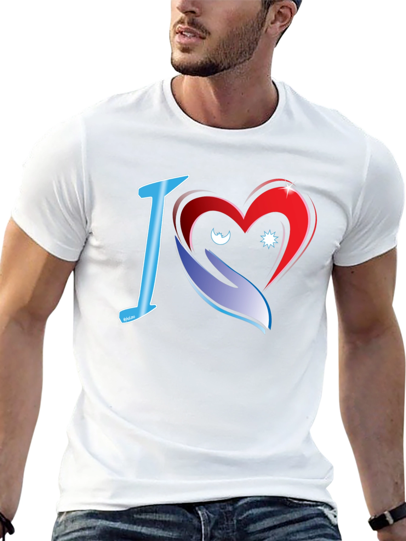 I Love Heart Graphic Black T-Shirt