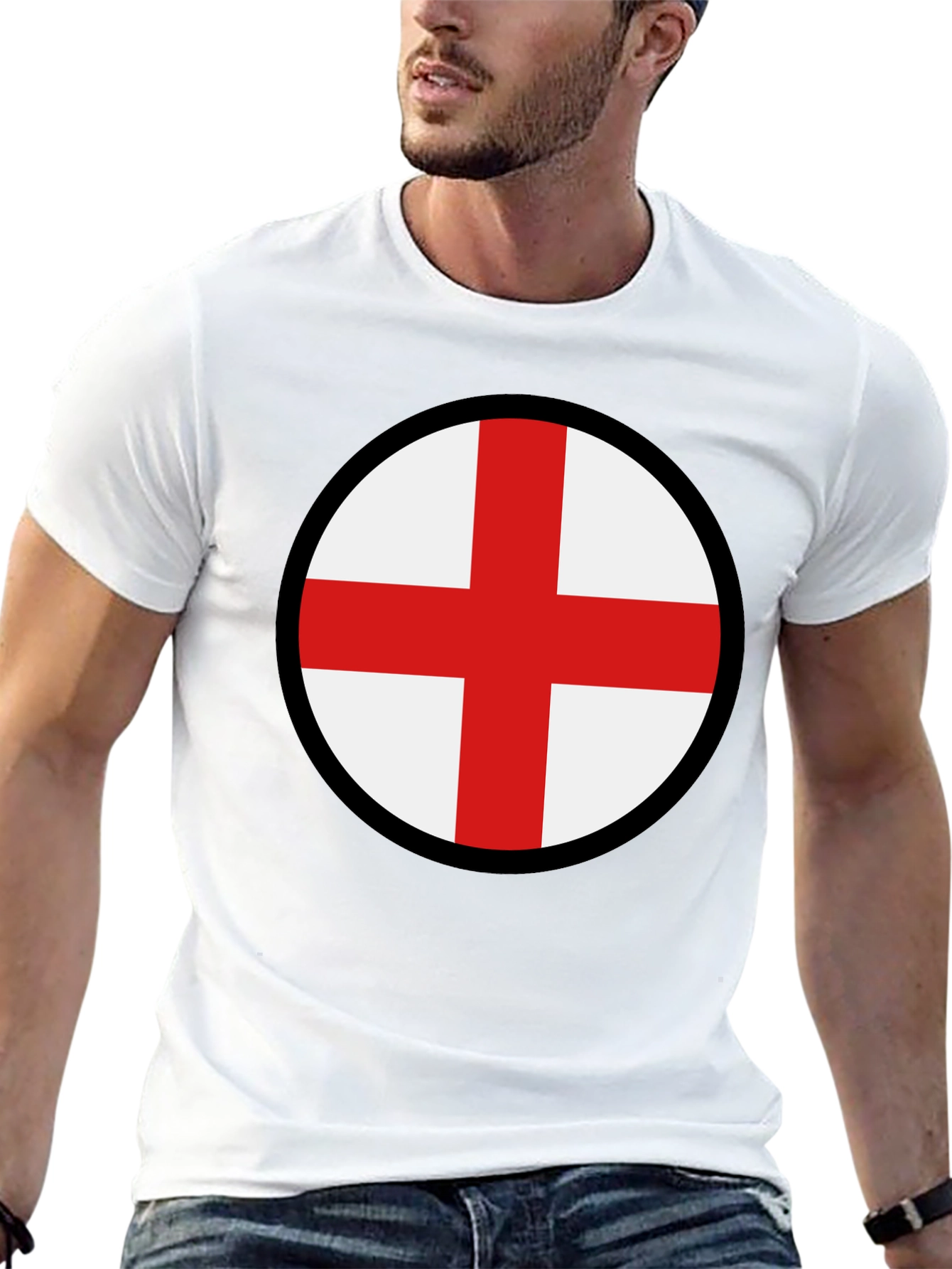 England Flag Graphic Tee - Black Cotton Blend
