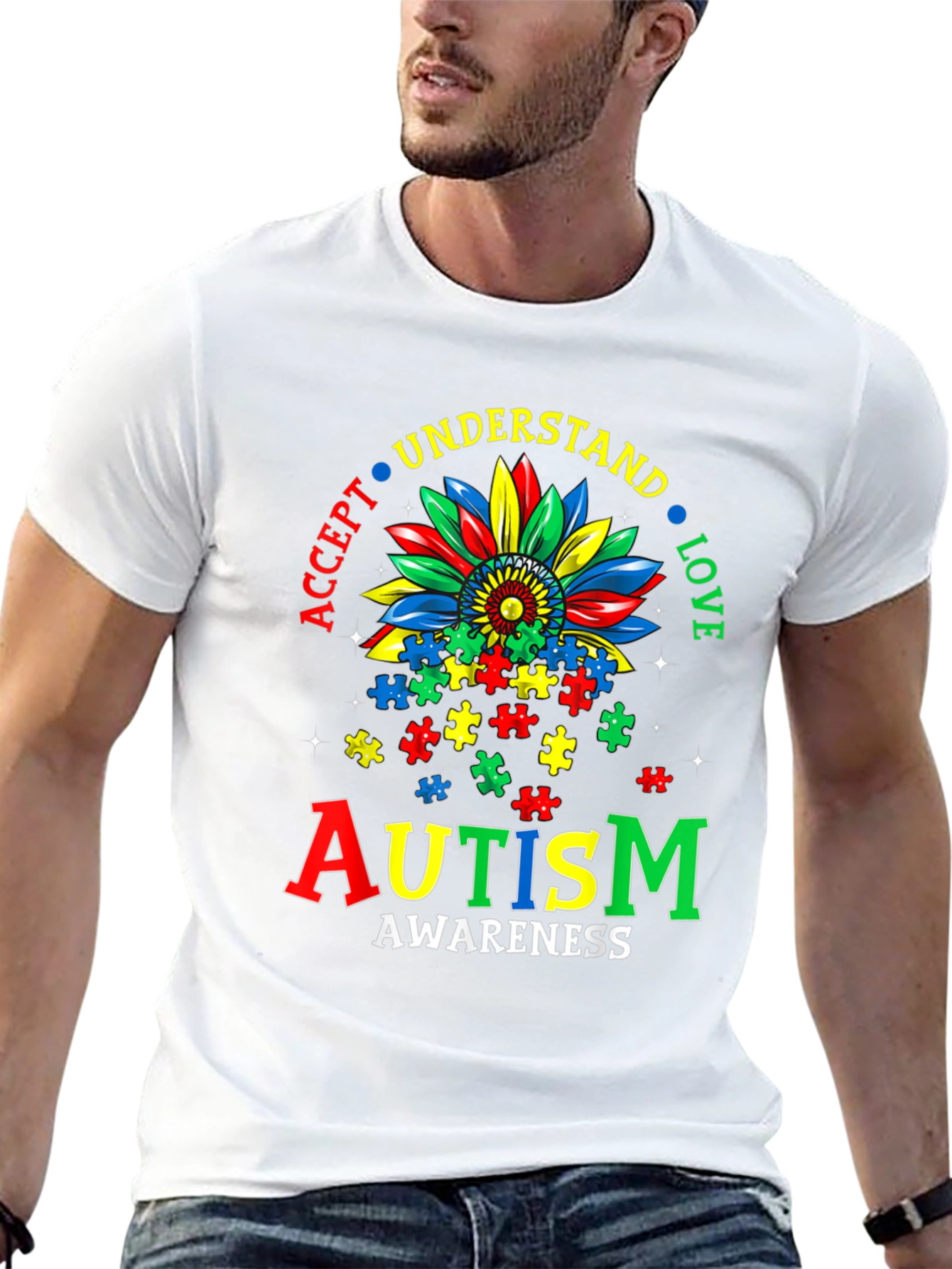 Autism Awareness Sunflower Puzzle Piece T-Shirt