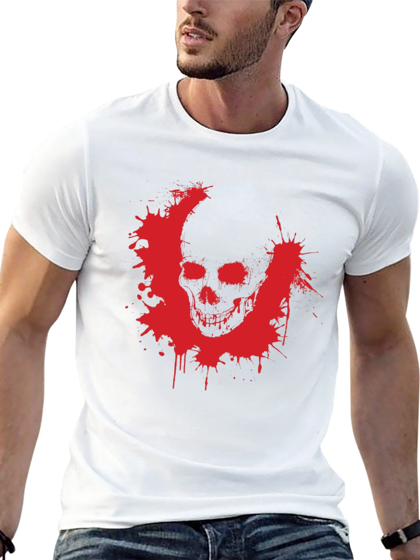 Edgy Skull Graphic Tee - Black Cotton
