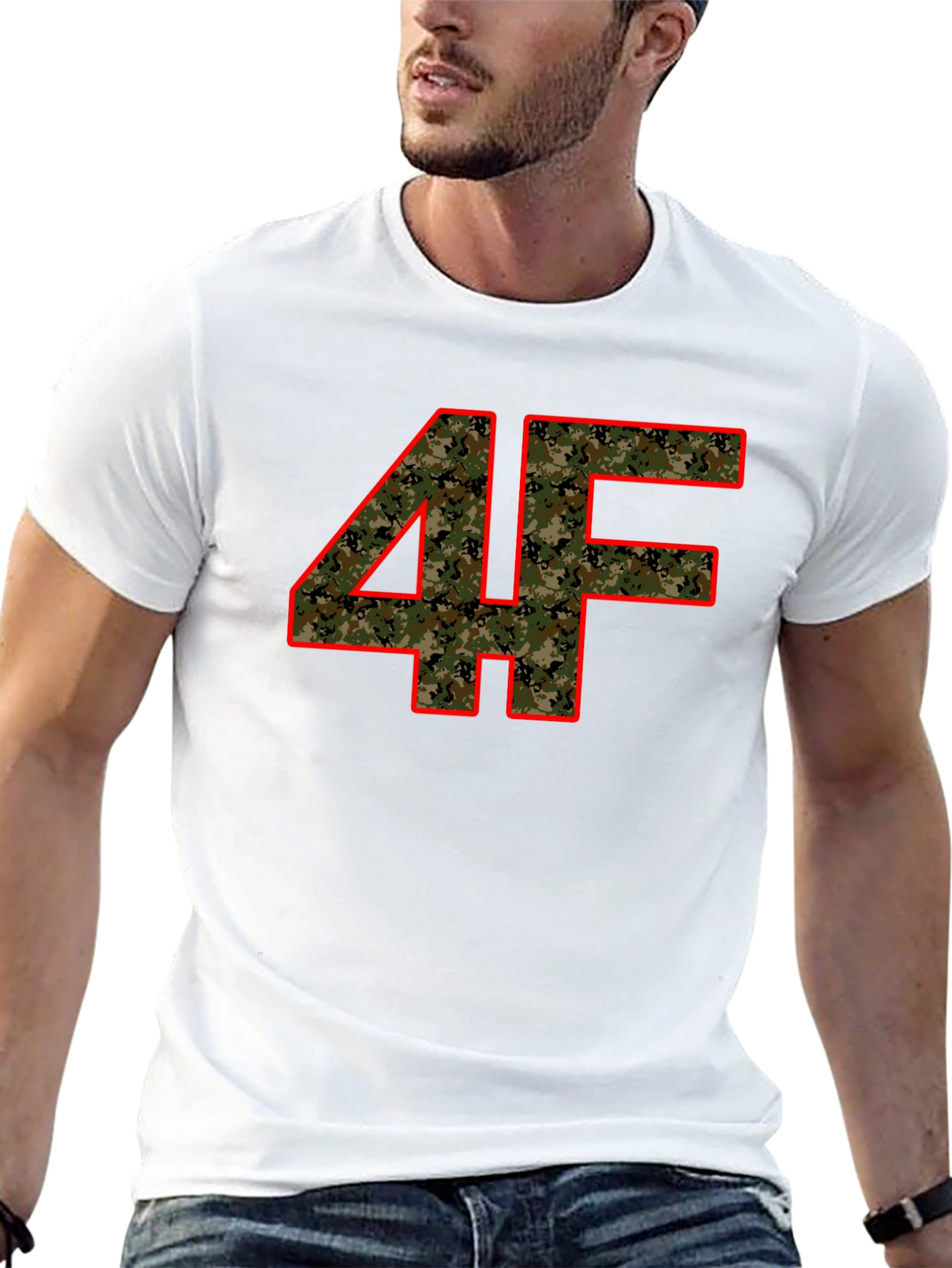 Camo 4F Graphic Print Black T-Shirt