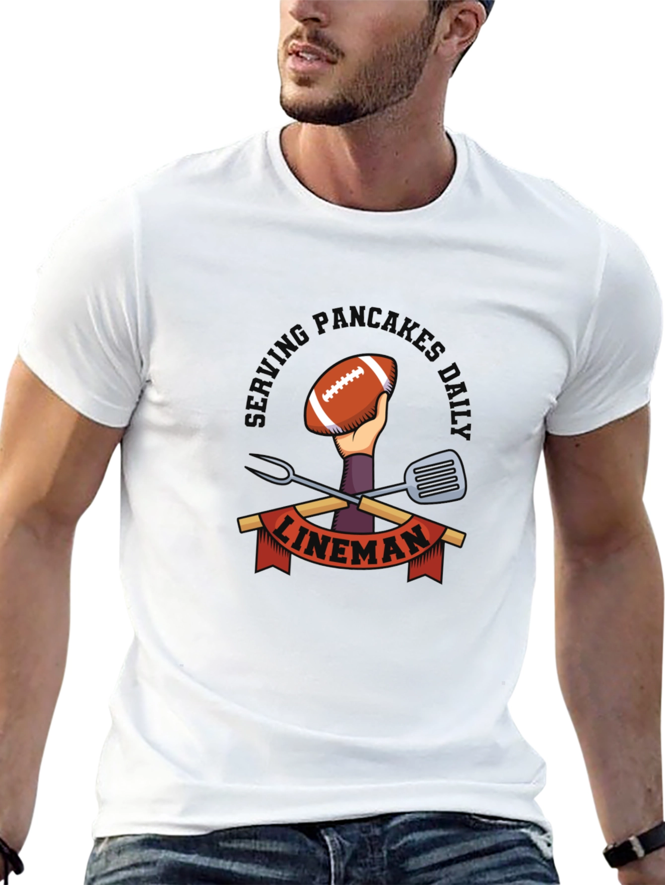 Serving Pancakes Daily - Football Lineman T-Shirt