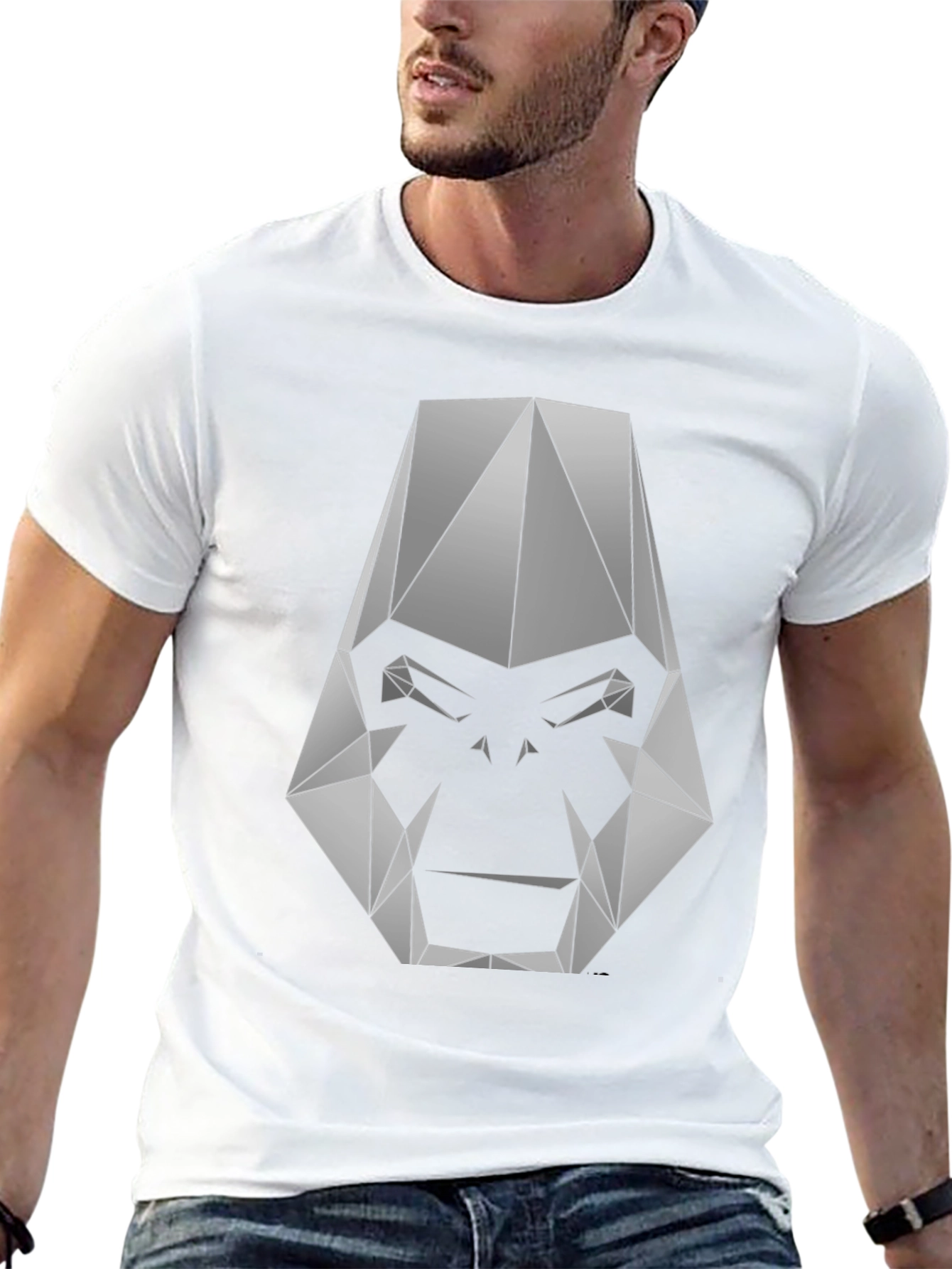 Geometric Gorilla Graphic Tee - Black
