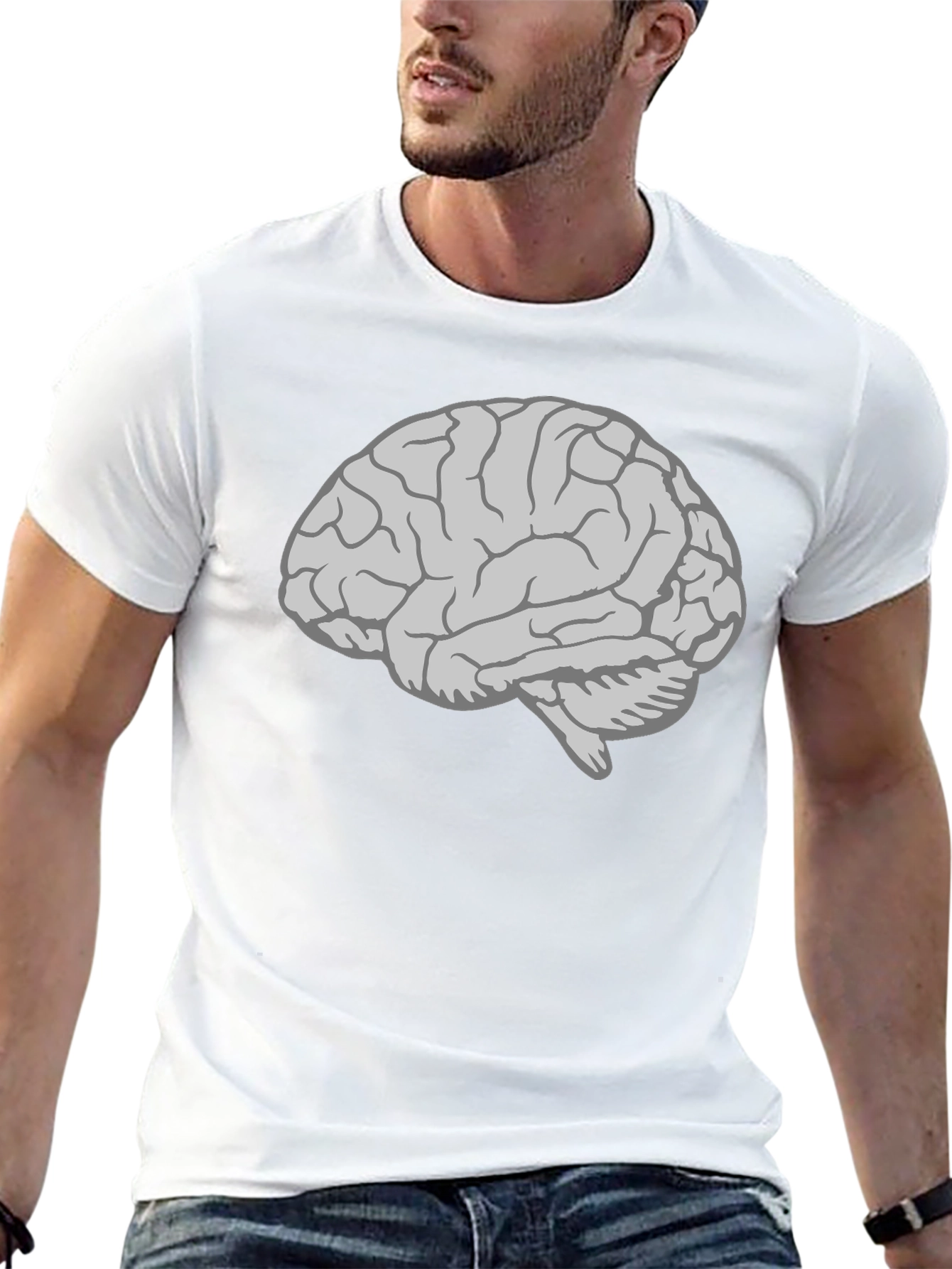 Brain Graphic T-Shirt - Mens Black Cotton Tee