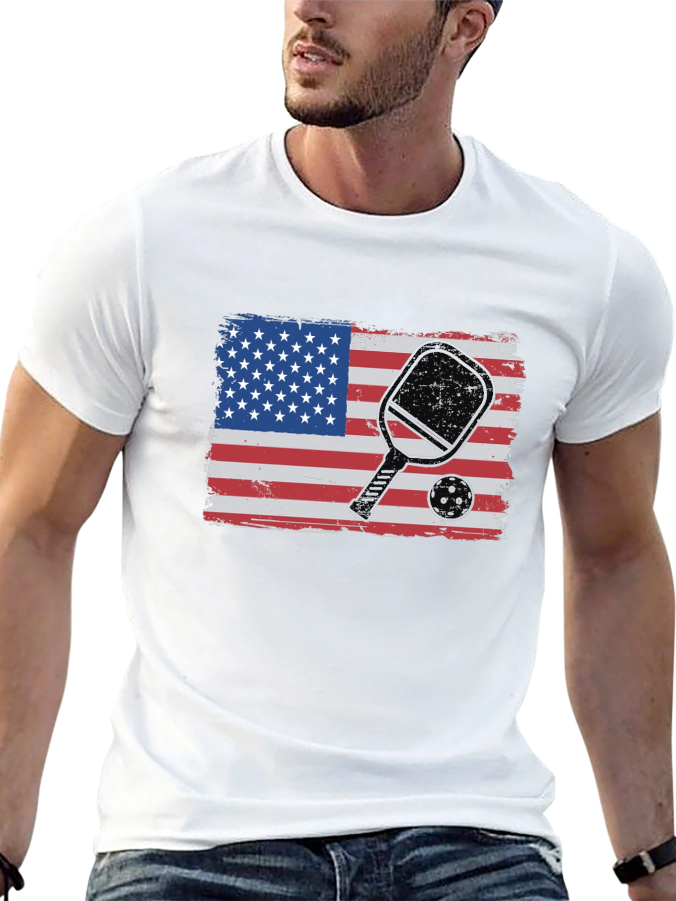 Pickleball USA Flag Graphic T-Shirt