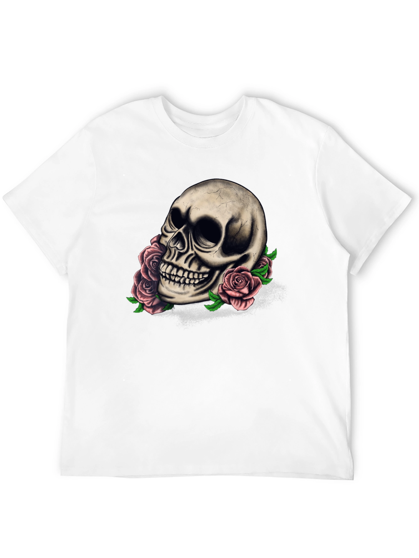 Skull and Roses Graphic Tee - Dark Style