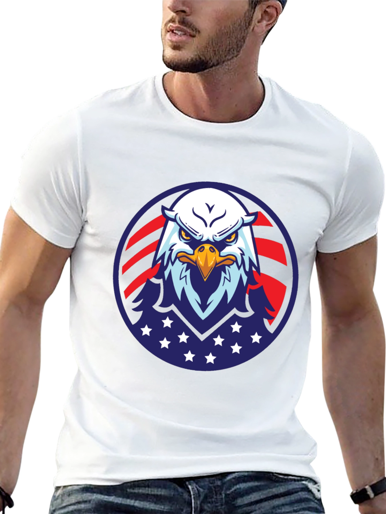 American Eagle Graphic Black T-Shirt Patriotic USA Pride
