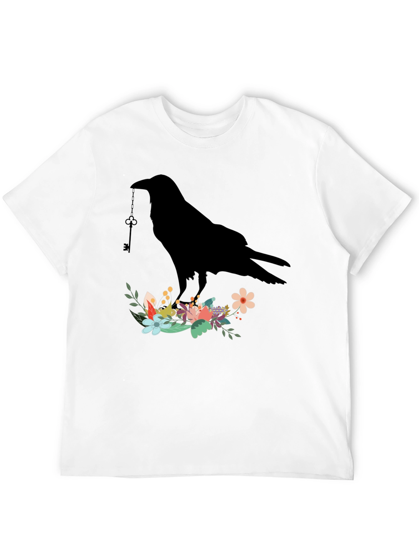 Raven Key Floral Graphic T-Shirt