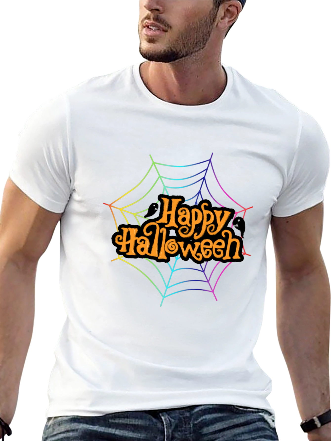 Happy Halloween Rainbow Web T-Shirt