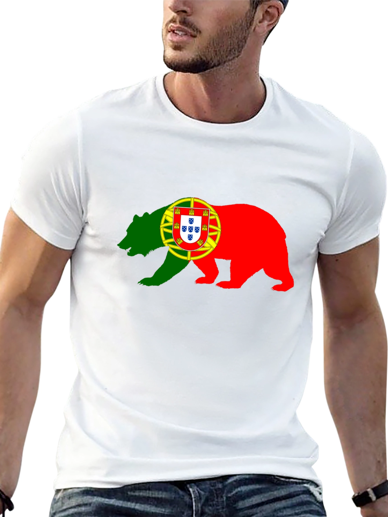 Portugal Flag Bear Graphic T-Shirt