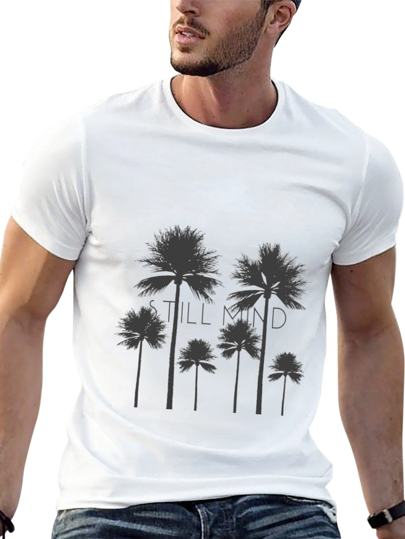 Still Mind Palm Tree Graphic T-Shirt - Black