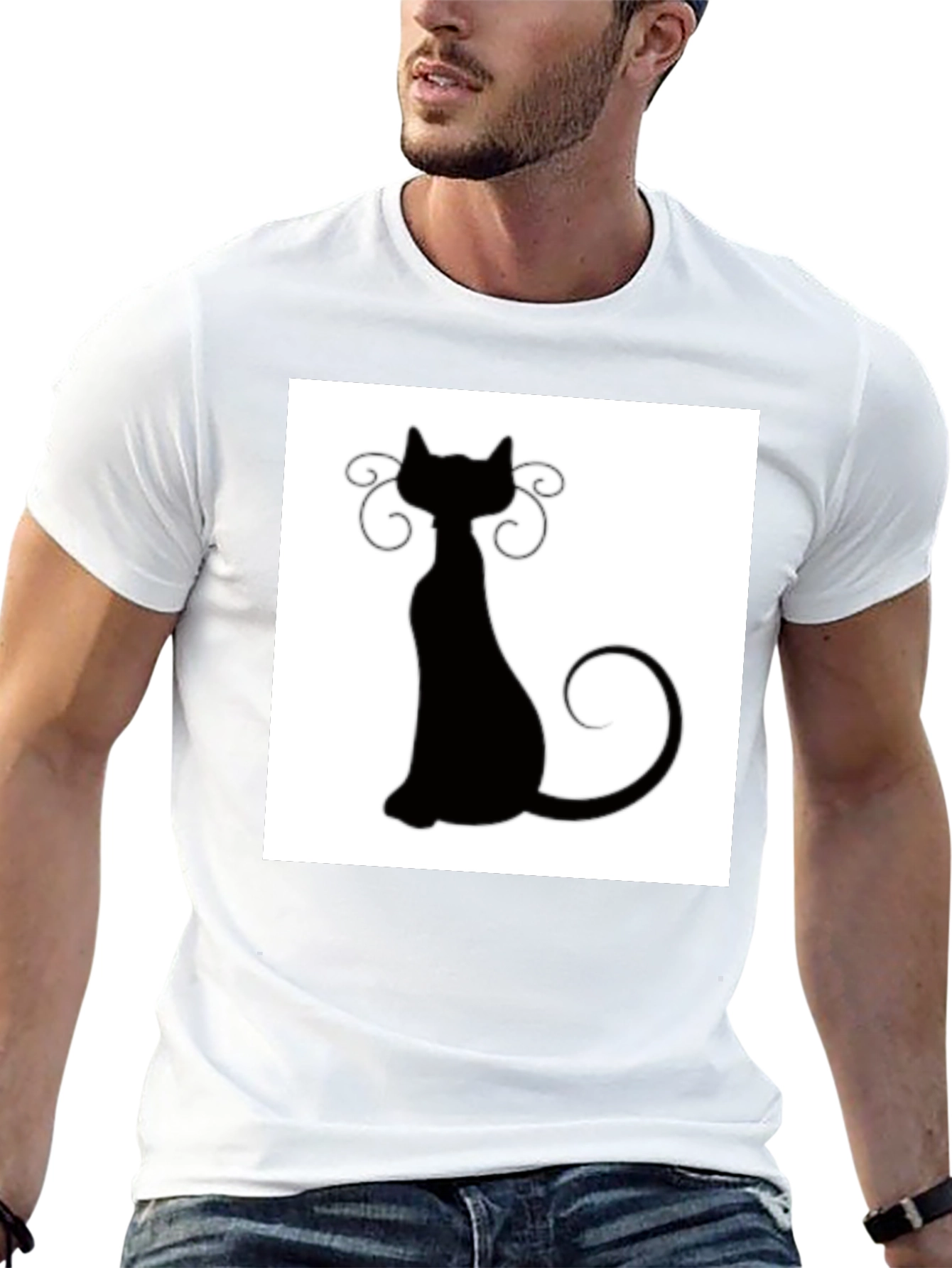 Cool Cat Silhouette Black T-Shirt