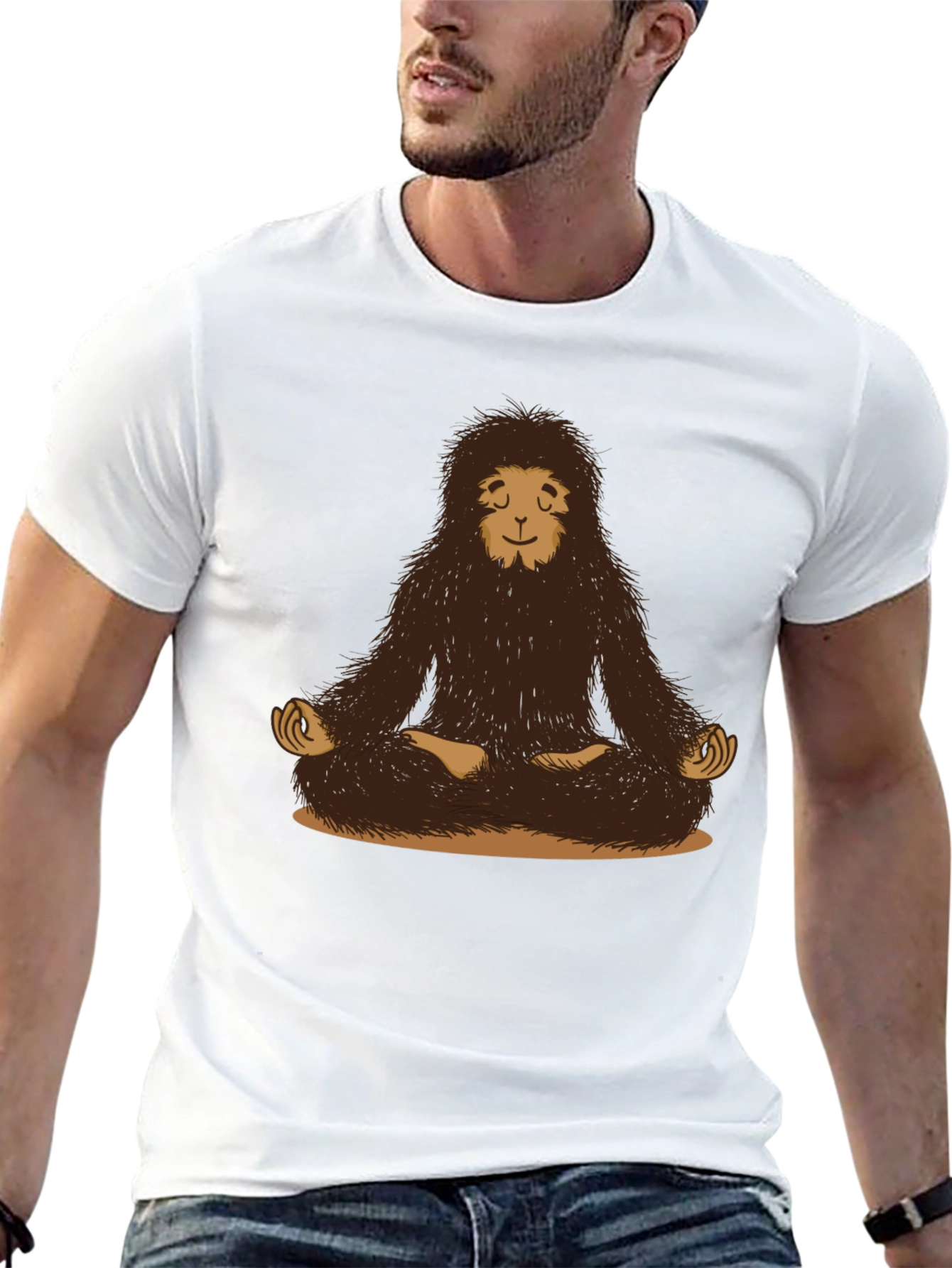 Zen Sasquatch Black T-Shirt - Meditating Bigfoot Design