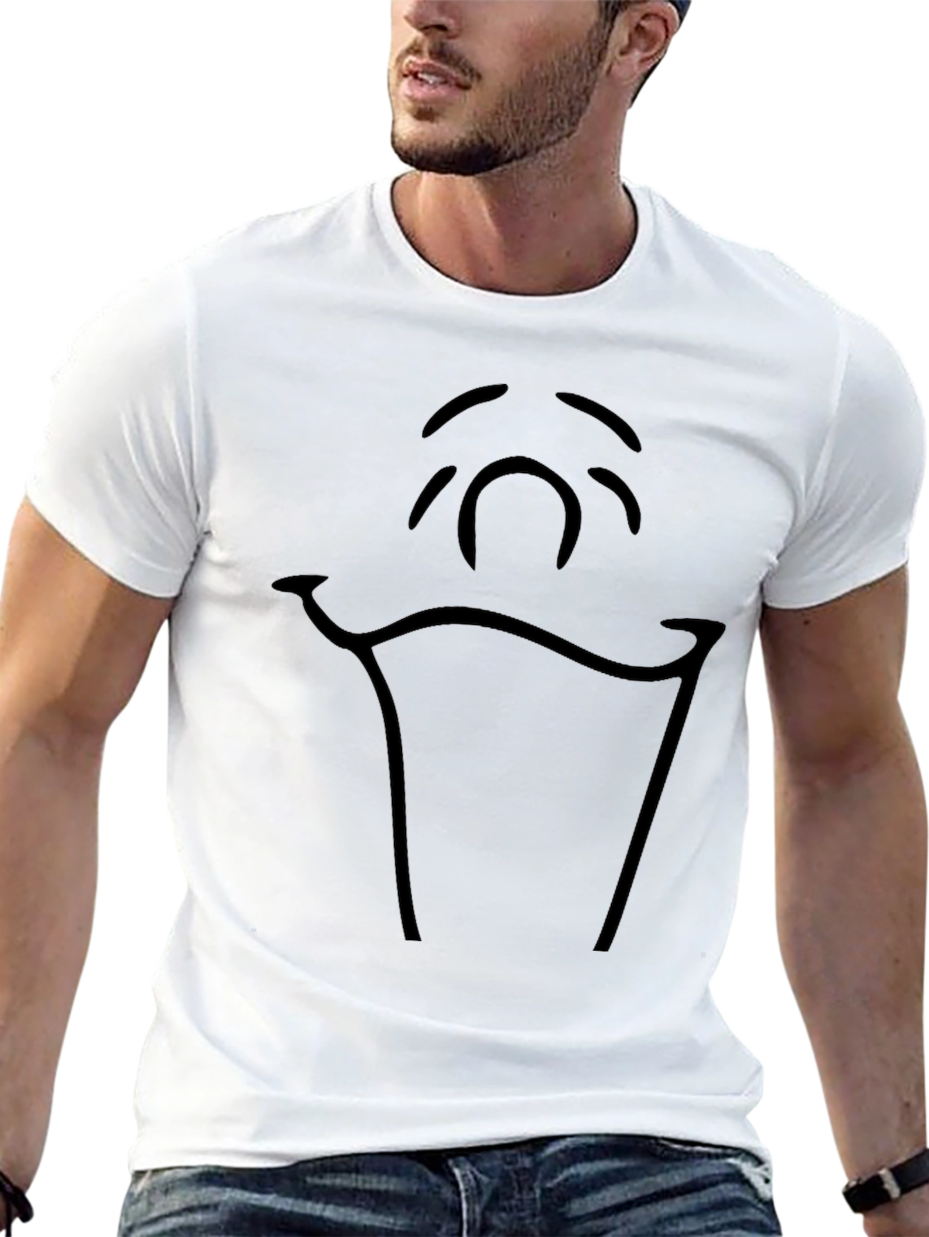 Abstract Face Graphic Black Tee