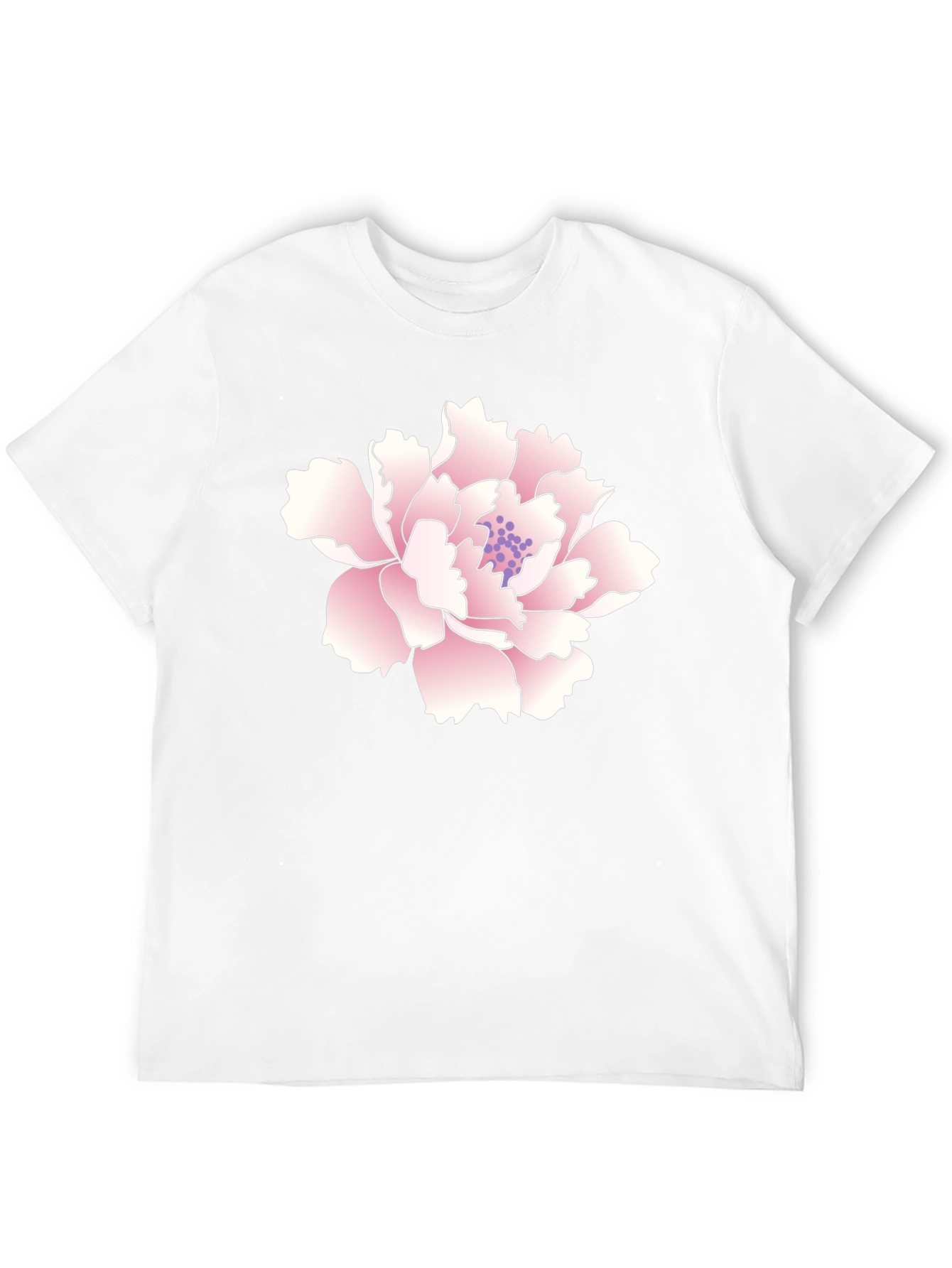 Black T-Shirt with Pink Peony Flower Graphic