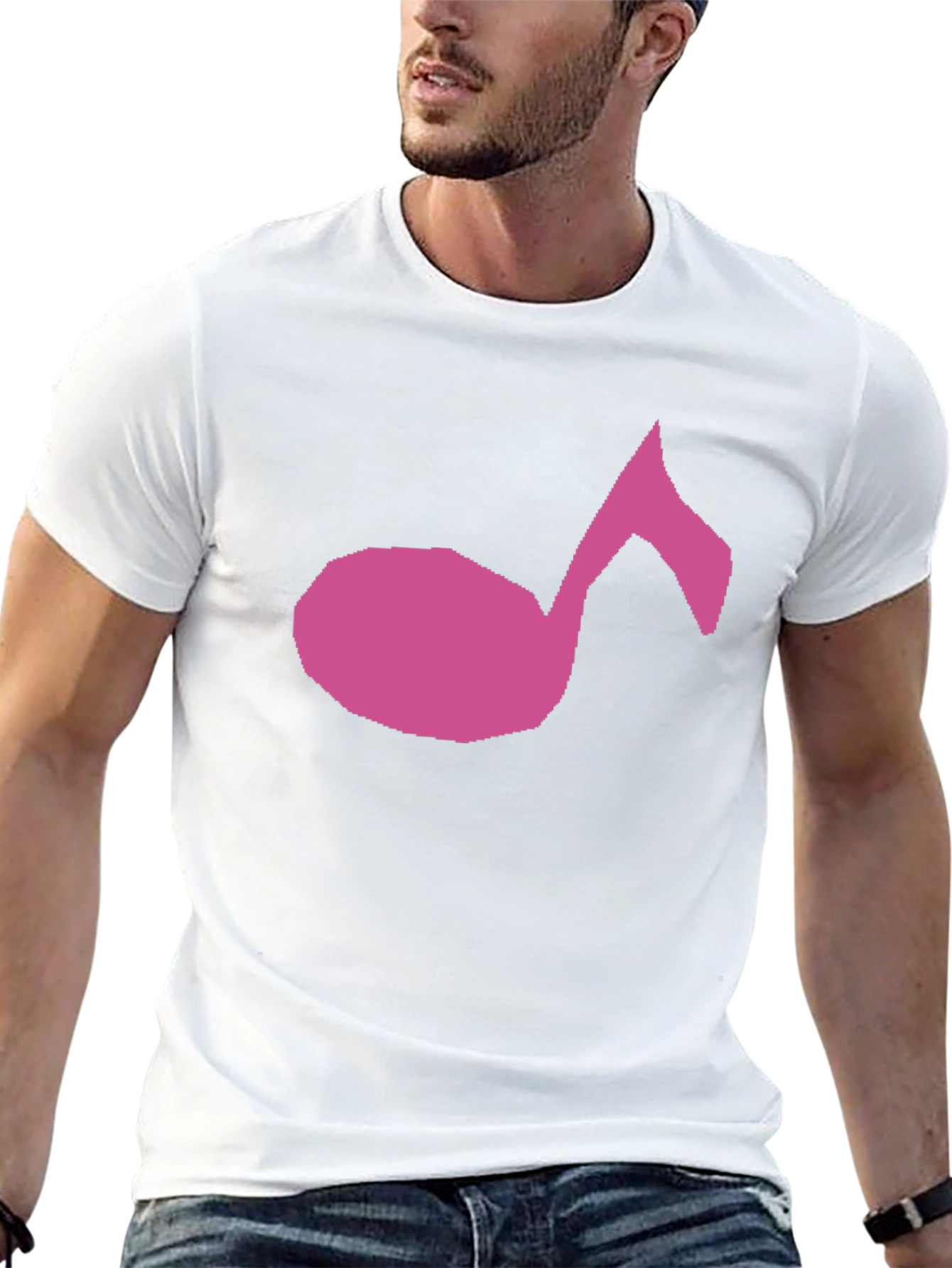 Music Note Graphic Tee - Black Cotton T-Shirt
