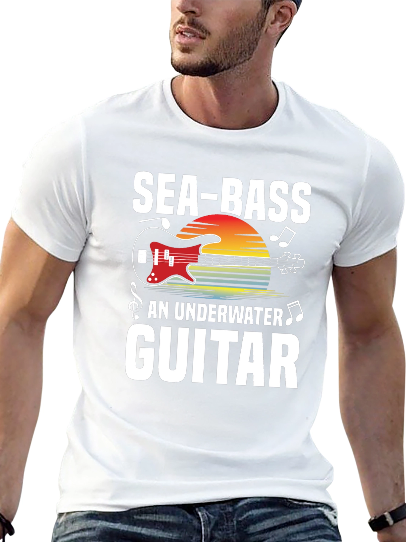 Sea-Bass Underwater Guitar T-Shirt - Music Lover Tee