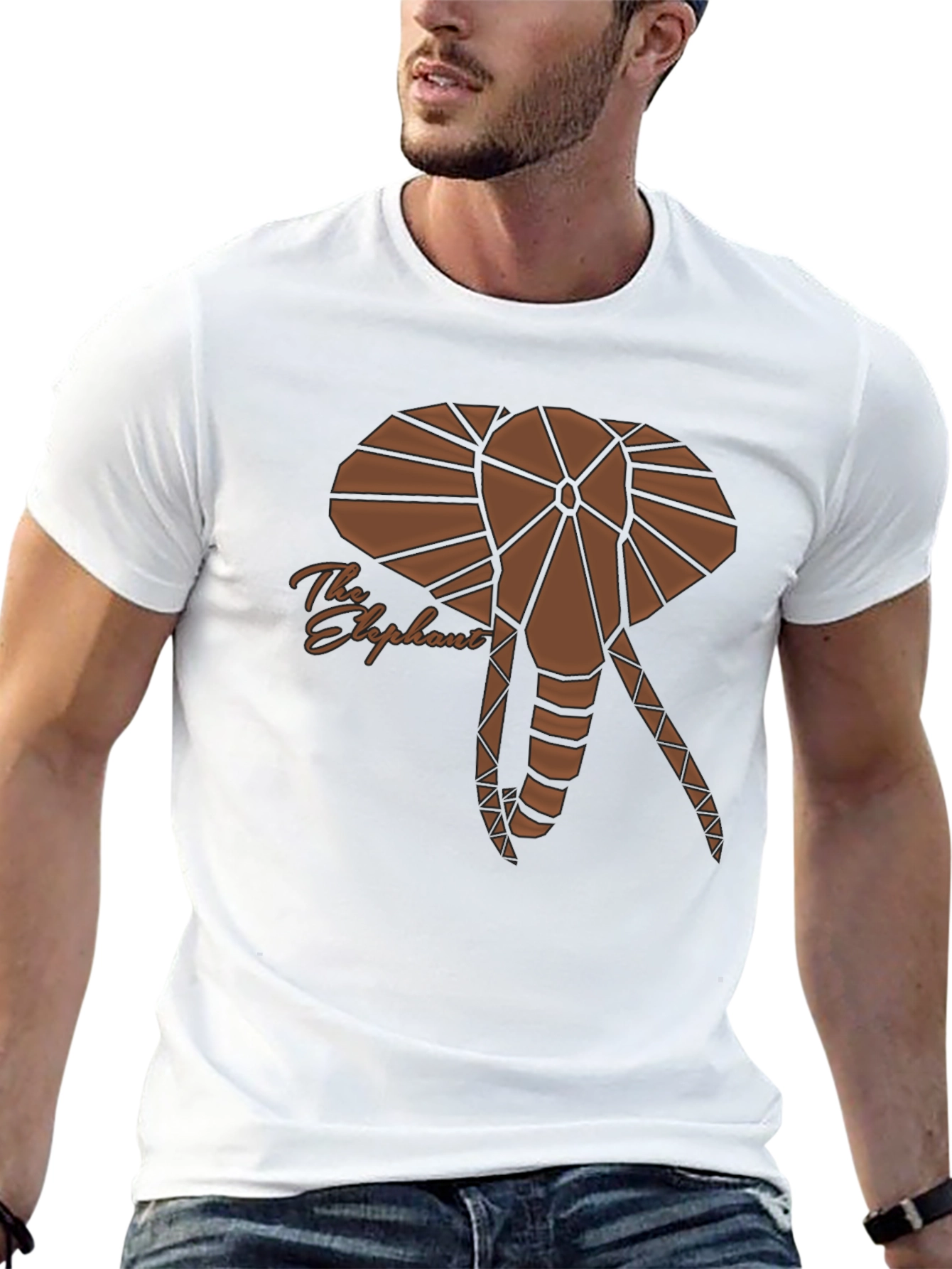 Geometric Elephant Graphic Tee - Stylish Black T-Shirt