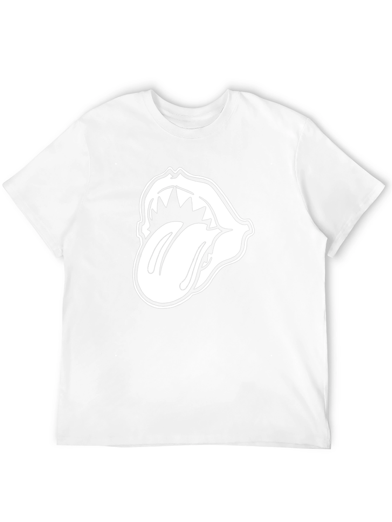 Black T-Shirt with White Tongue Graphic