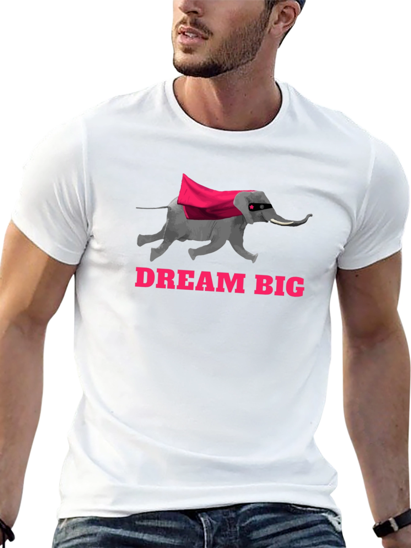 Dream Big Elephant Superhero Graphic T-Shirt