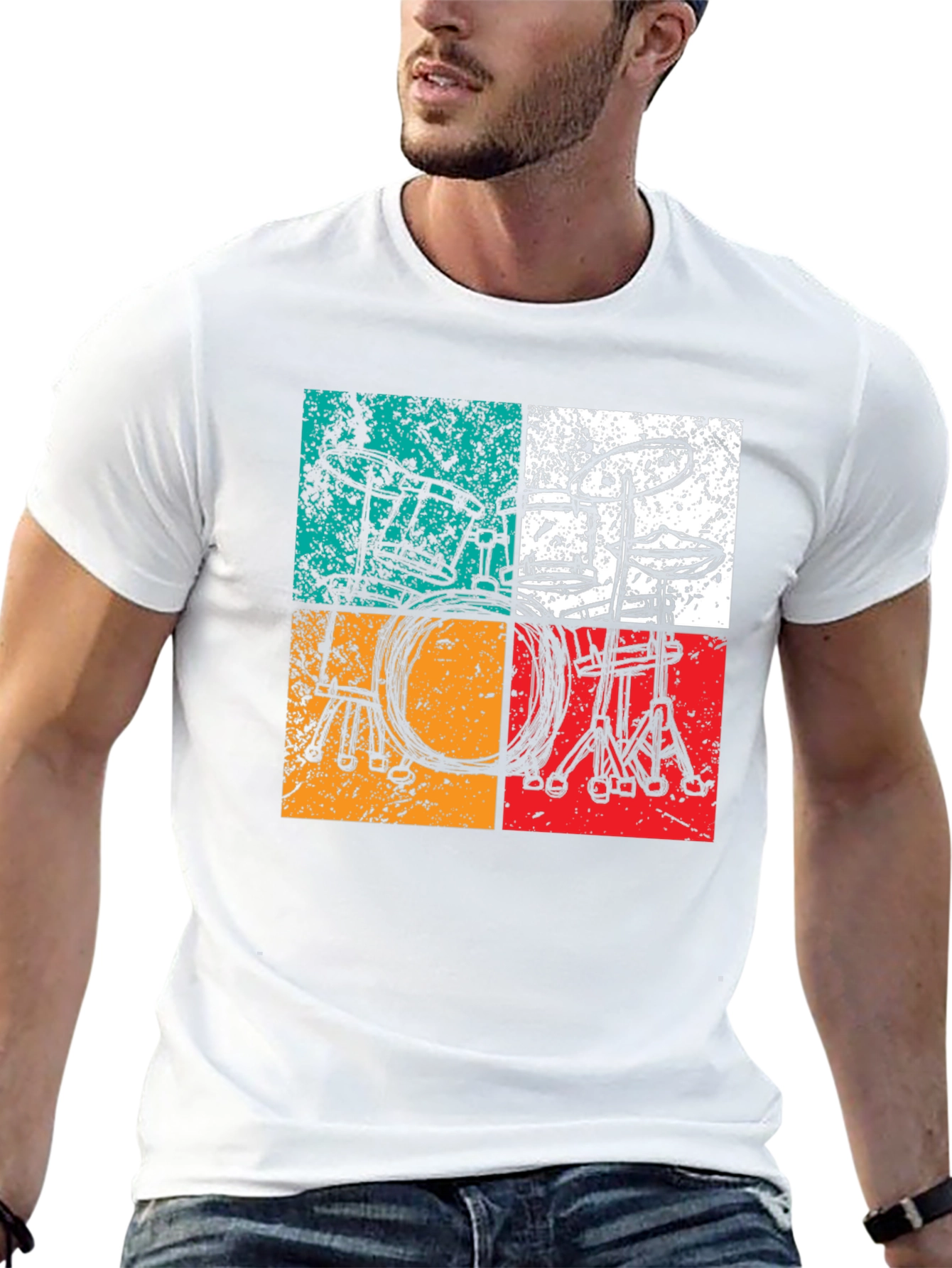 Retro Drum Set Graphic Tee