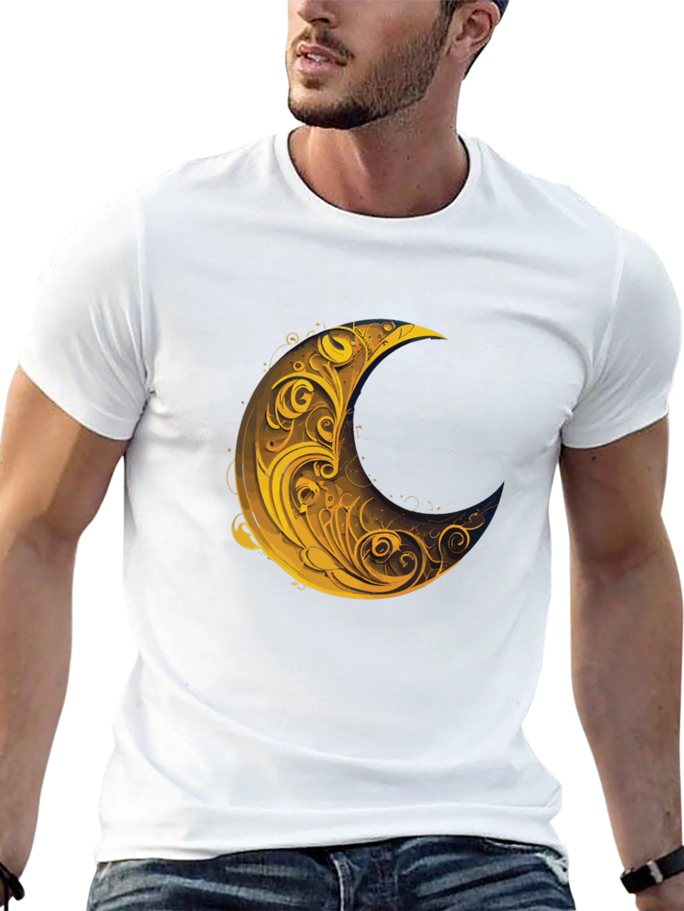 Crescent Moon Graphic Tee - Stylish Black T-Shirt
