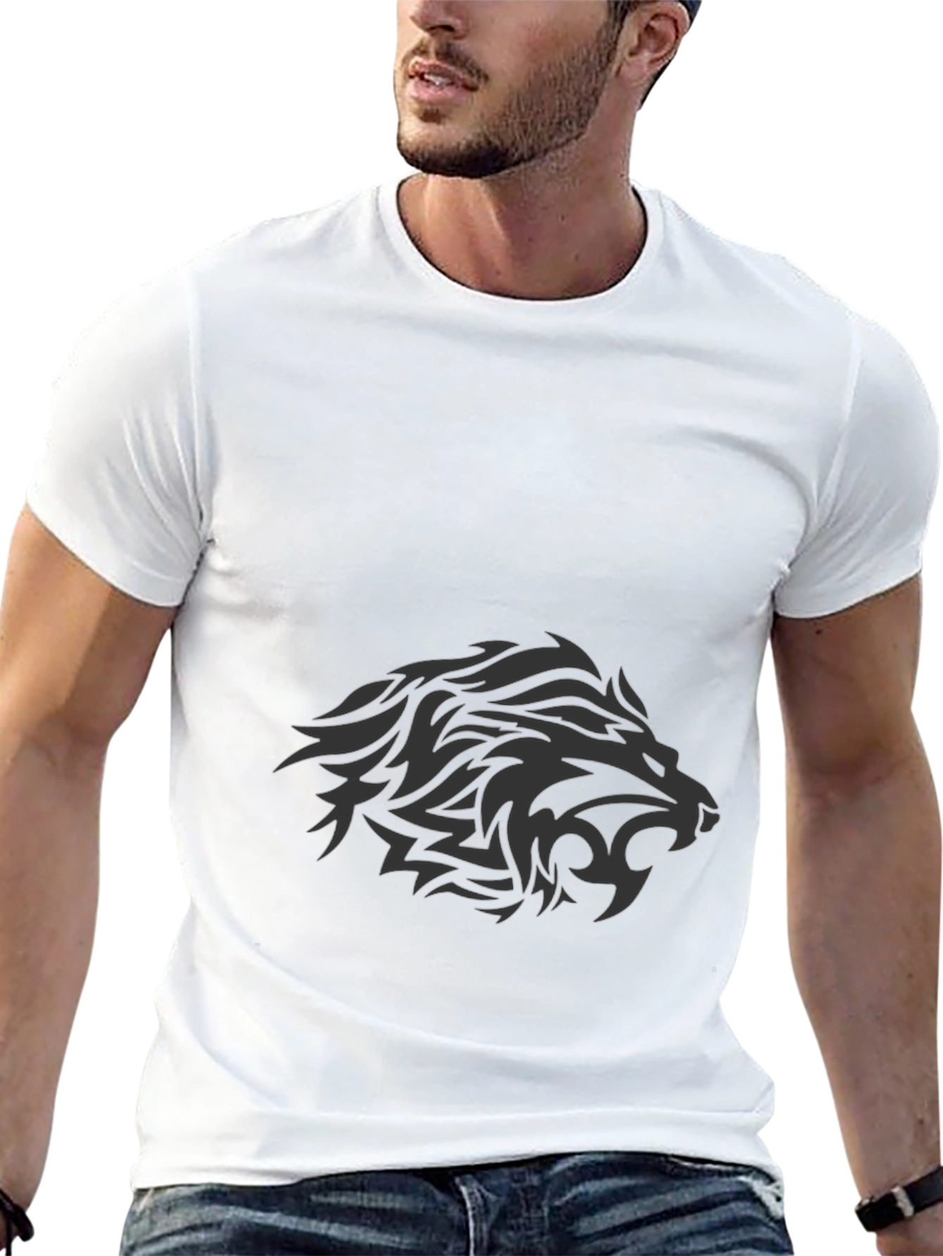 Mens Black Lion Graphic Tee - Stylish Casual Wear