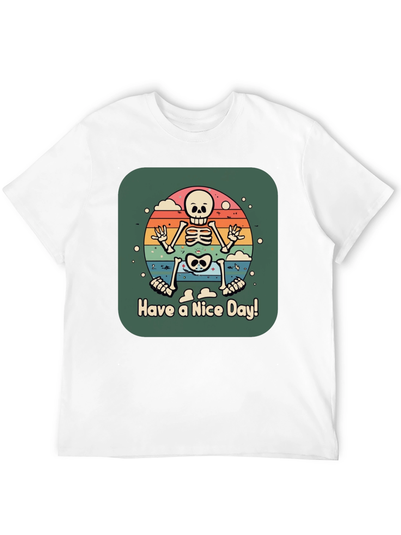 Retro Skeleton Graphic Tee - Have a Nice Day!