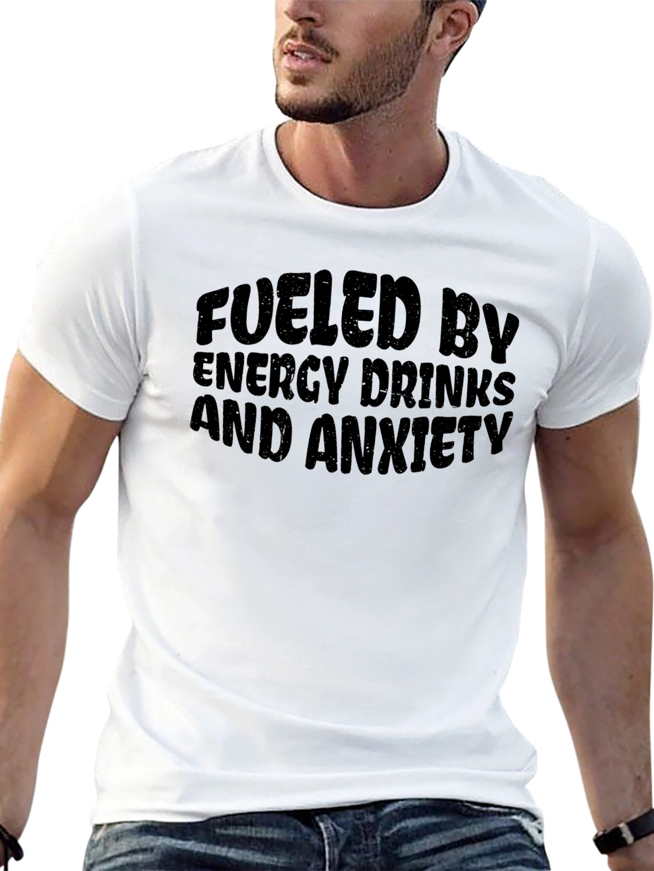 Fueled By Energy Drinks & Anxiety Black T-Shirt