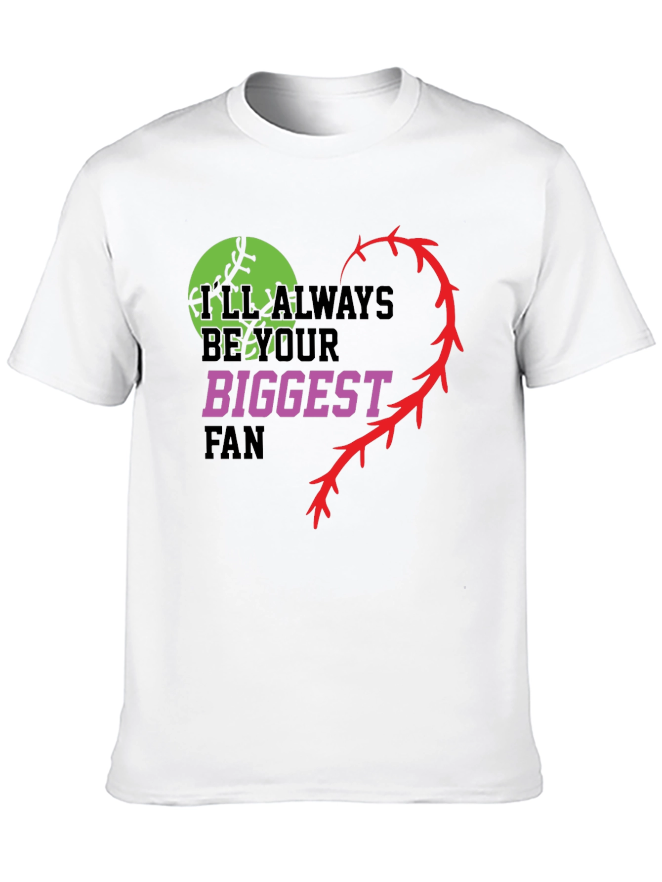 Biggest Fan Graphic Tee - Baseball Heart Design