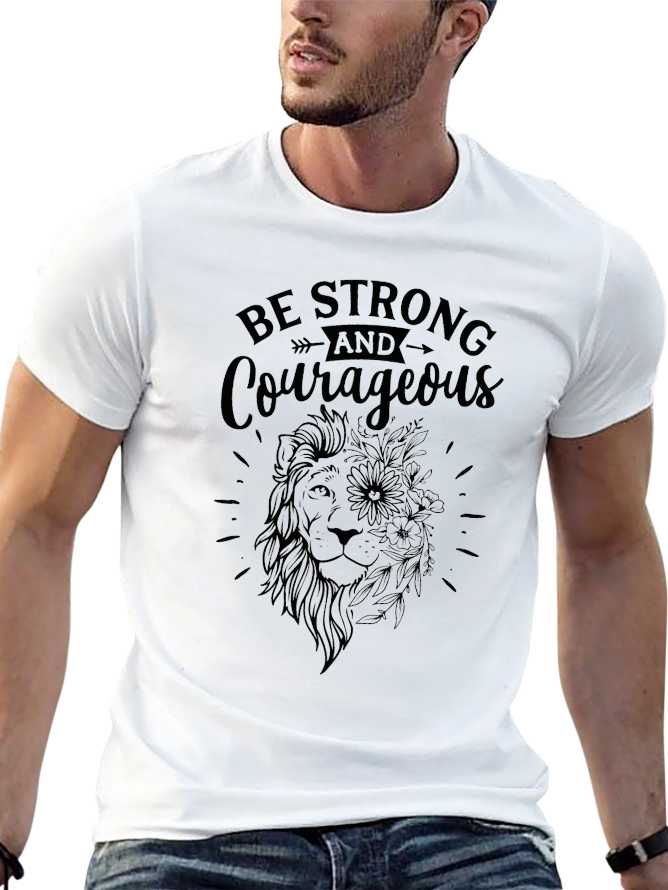 Be Strong Lion Graphic Tee - Black