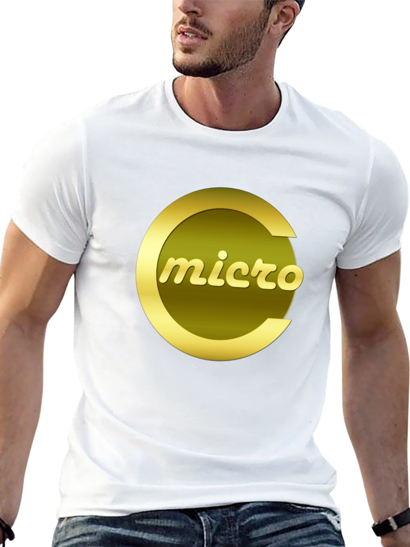 Micro Gold Logo Graphic Tee - Stylish Black T-Shirt