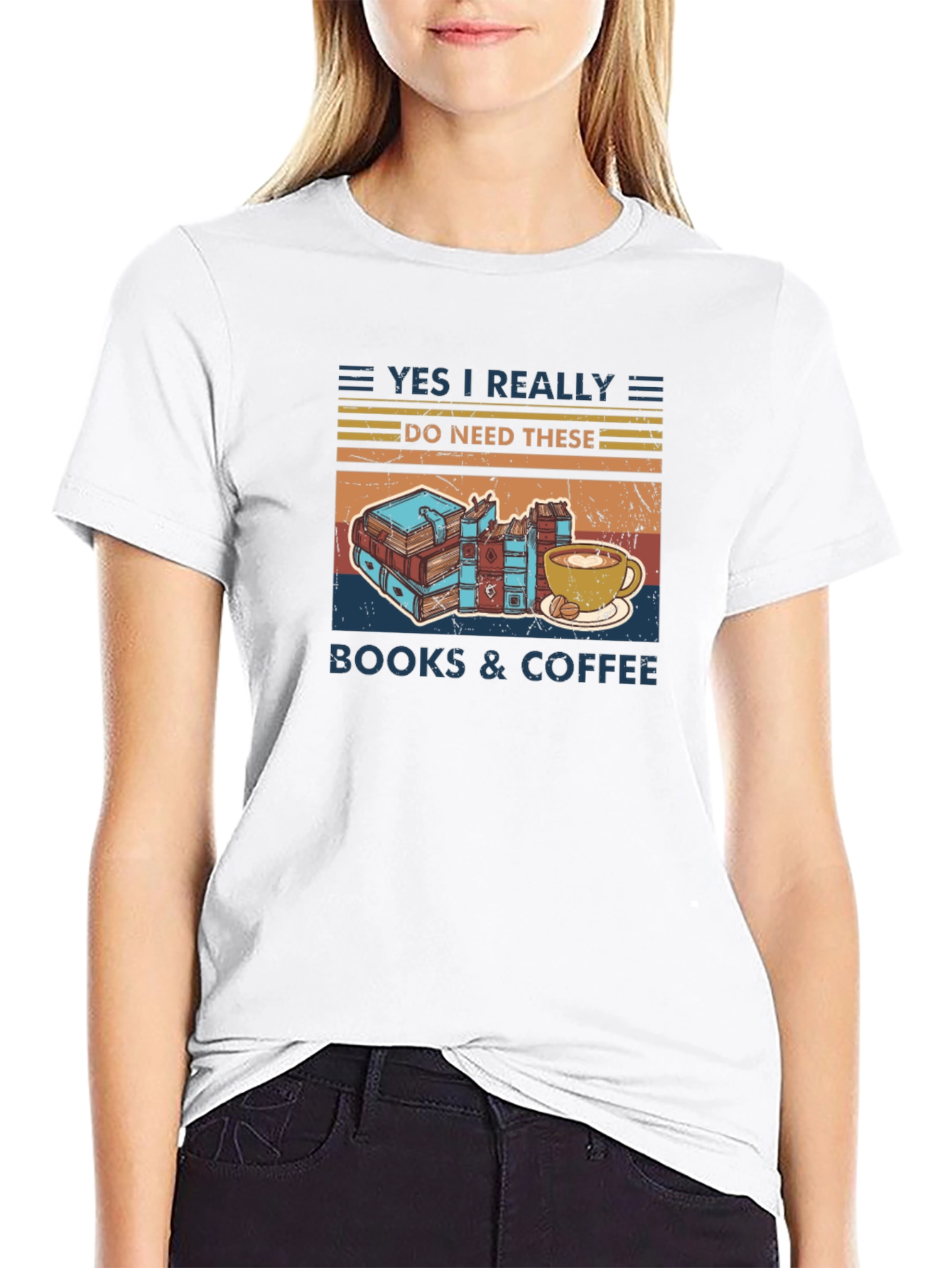 Books & Coffee Retro Graphic Tee