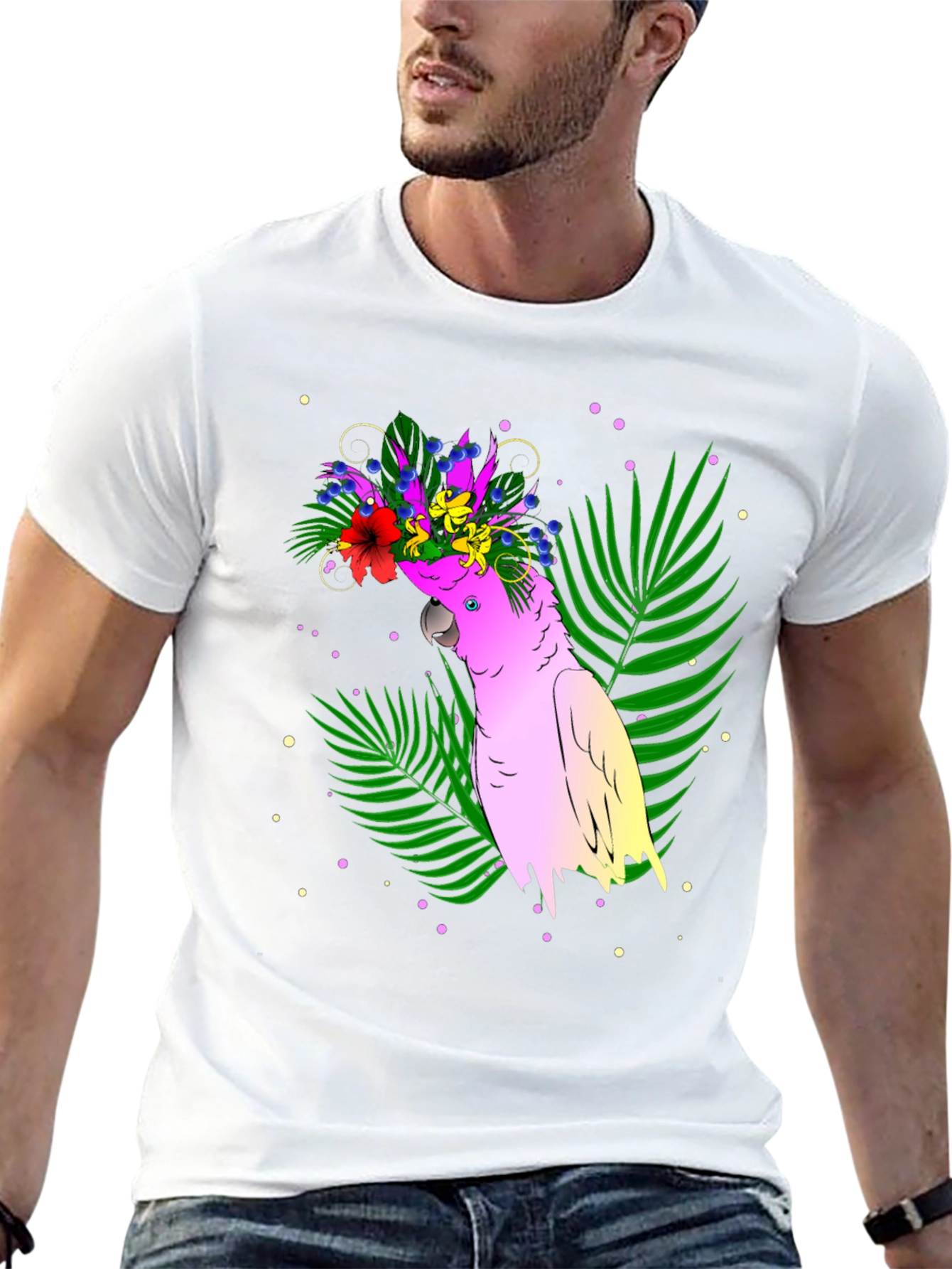 Tropical Parrot Graphic Tee - Vibrant Summer Style