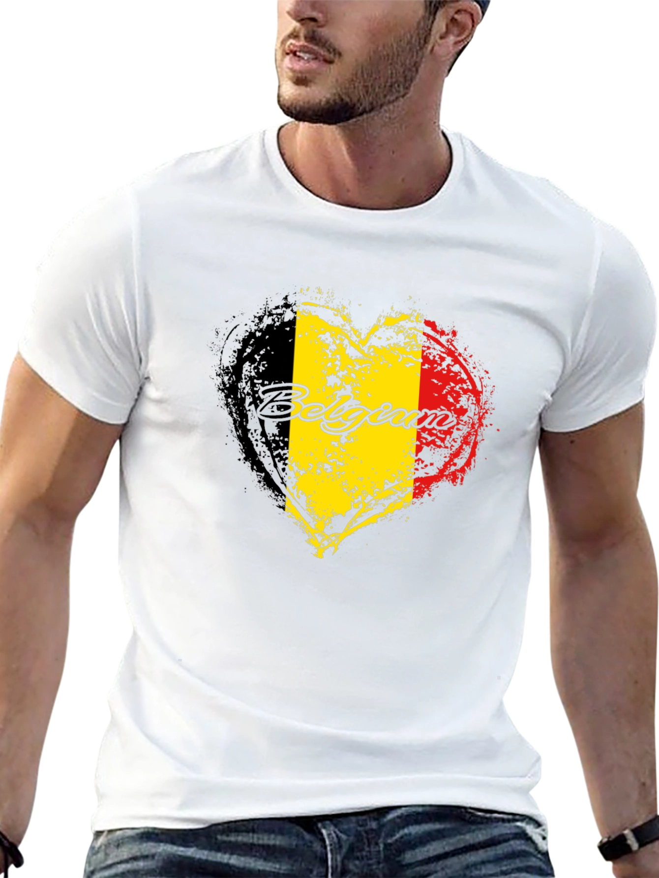Belgium Flag Heart Graphic T-Shirt