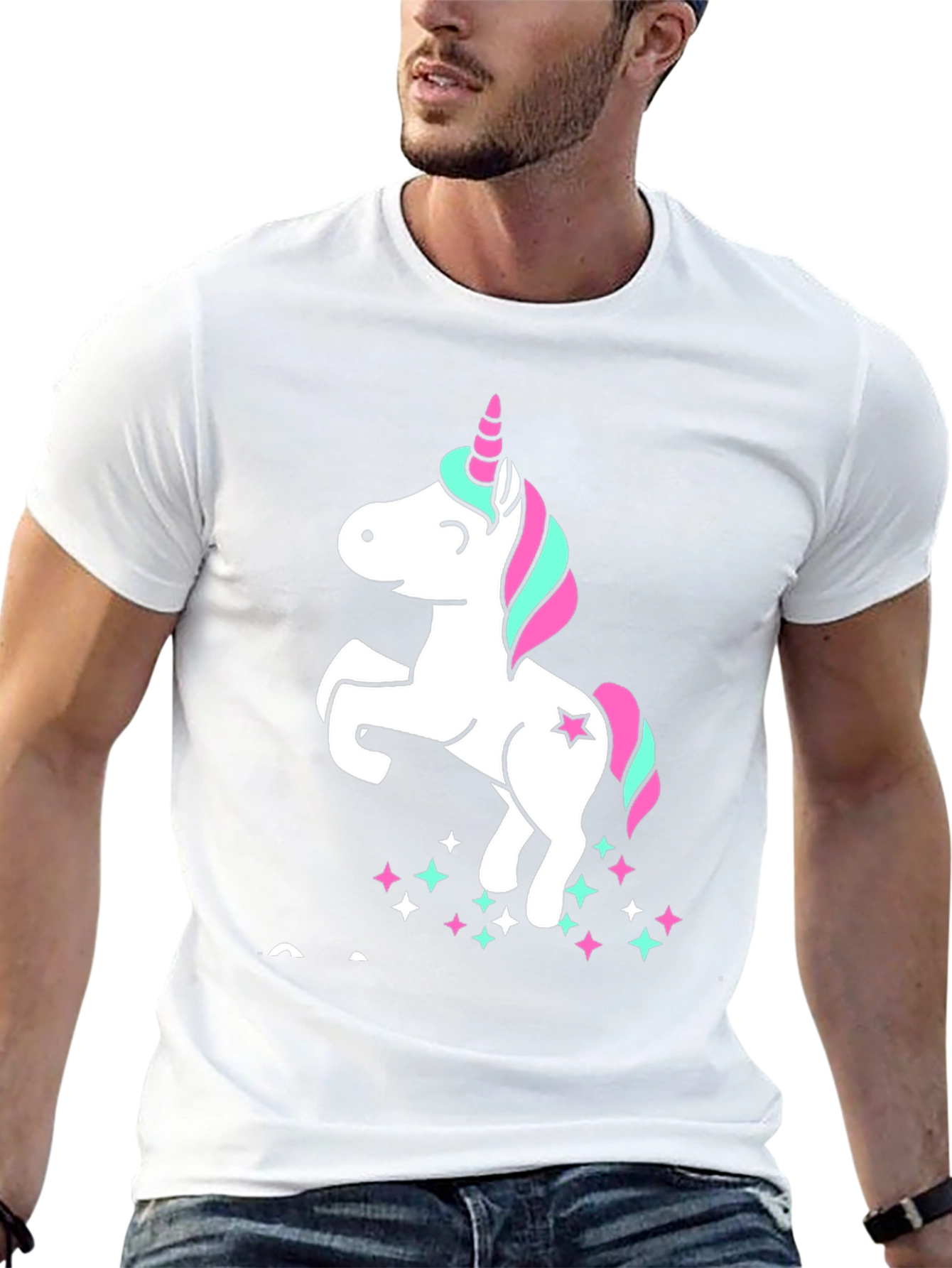 Unicorn Stars Black Cotton Graphic Tee
