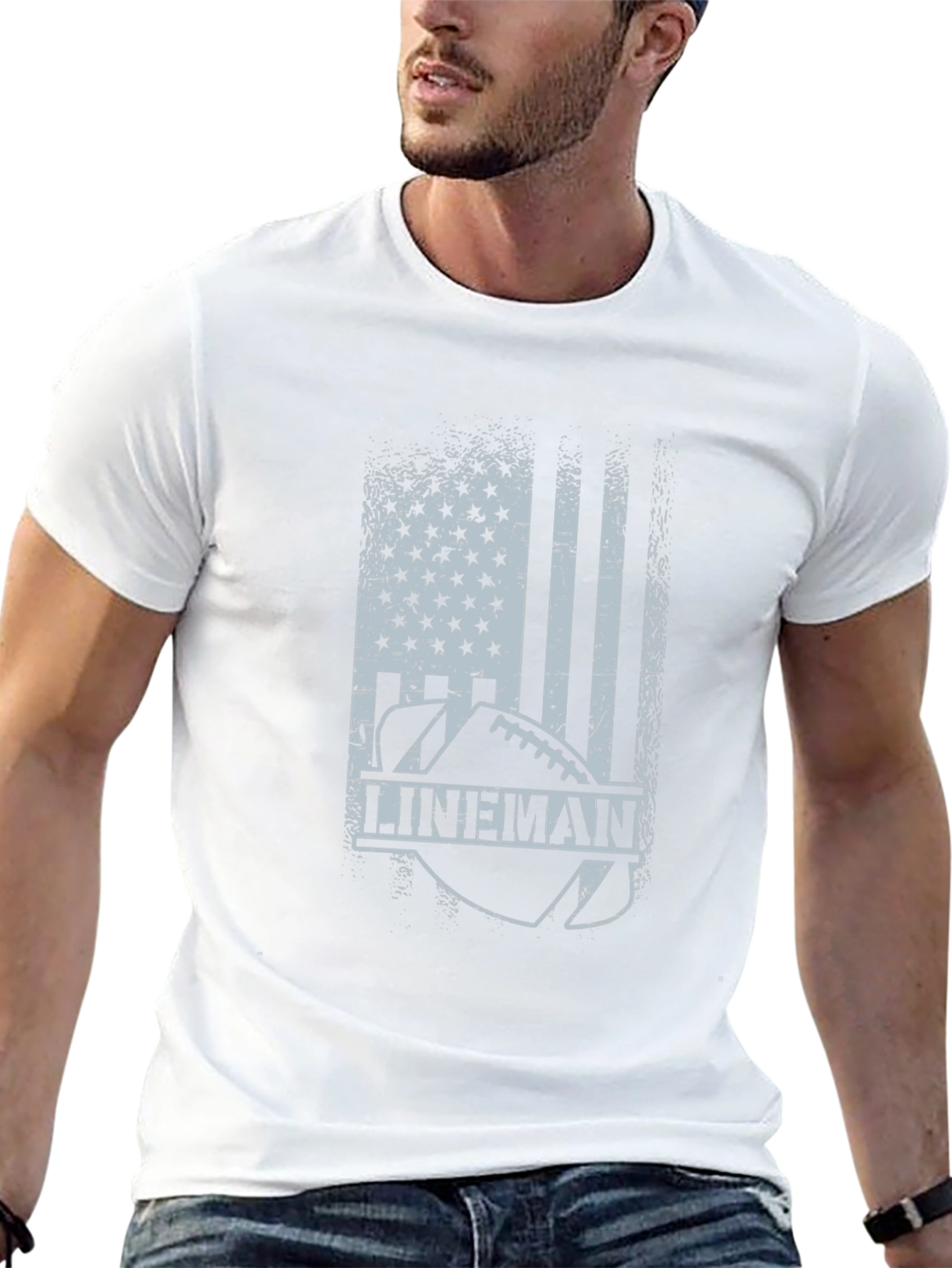 Lineman Football American Flag T-Shirt