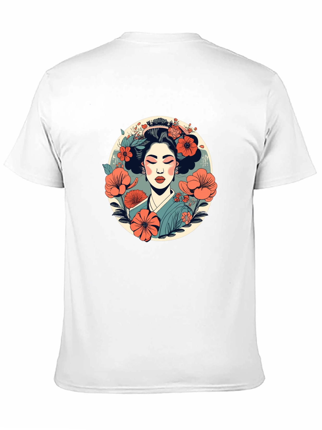 Geisha Flower Graphic Tee - Stylish Japanese Art T-Shirt