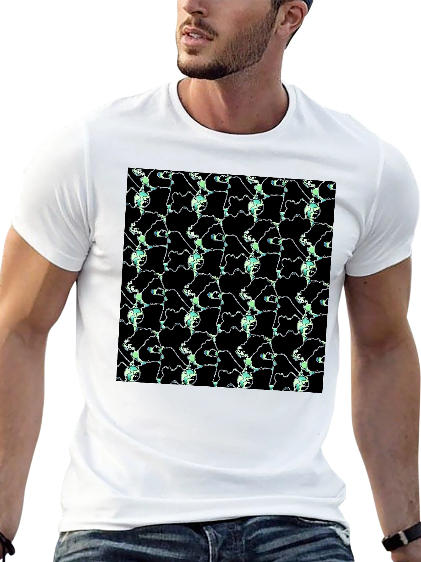Abstract Pattern Graphic Black T-Shirt