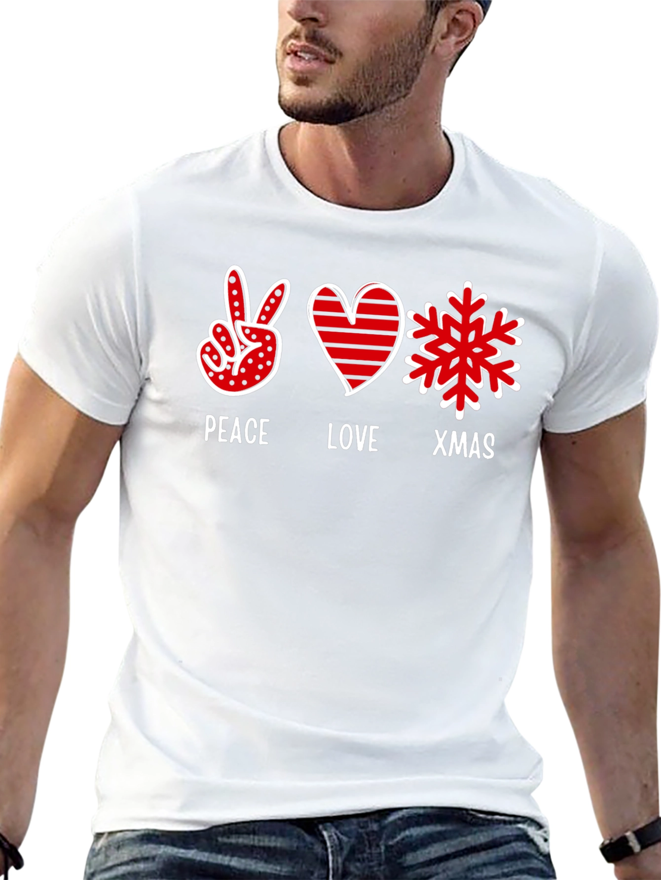 Peace Love Xmas T-Shirt Holiday Festive Tee