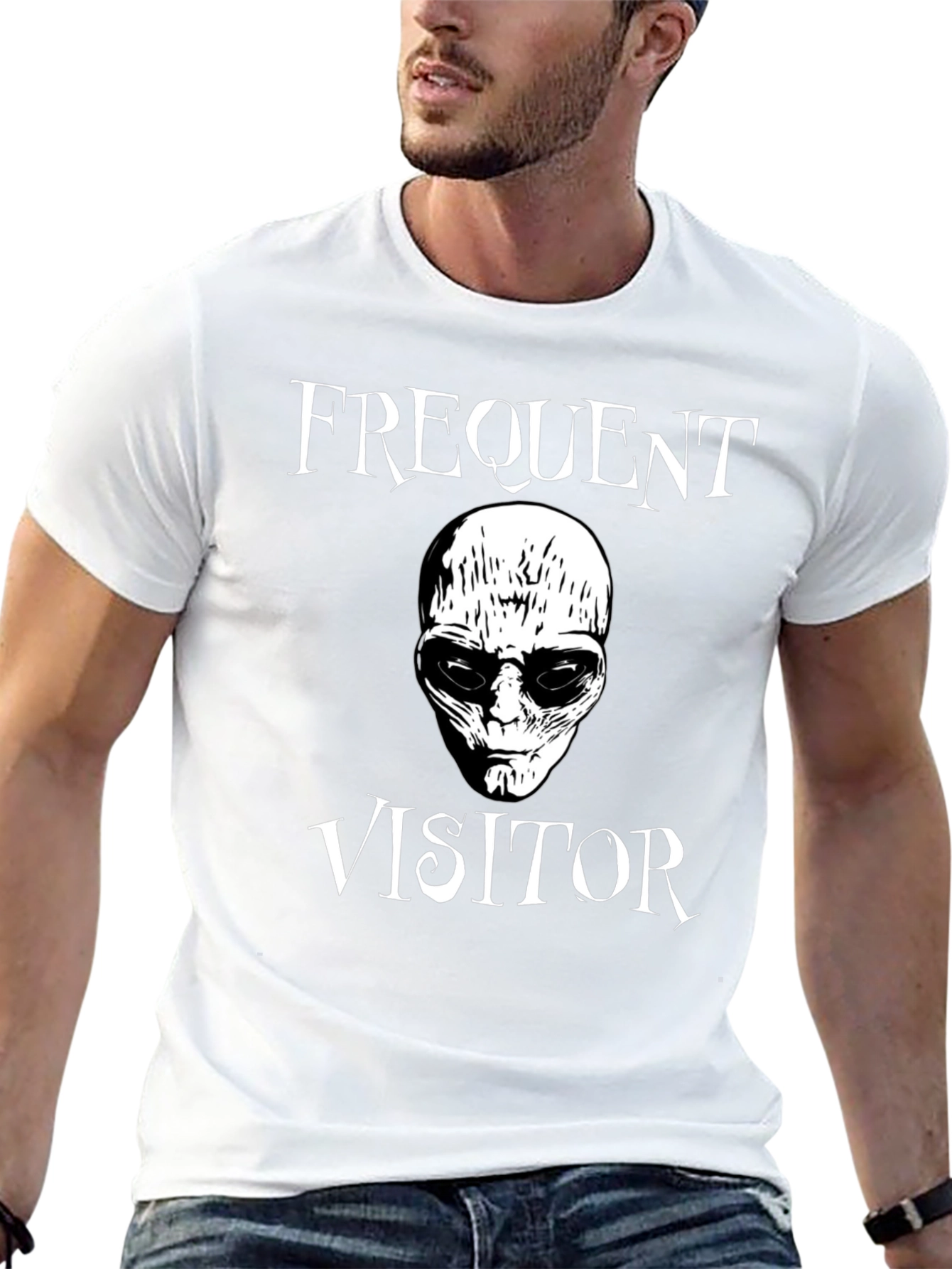 Frequent Visitor Alien Graphic Tee - Black T-Shirt