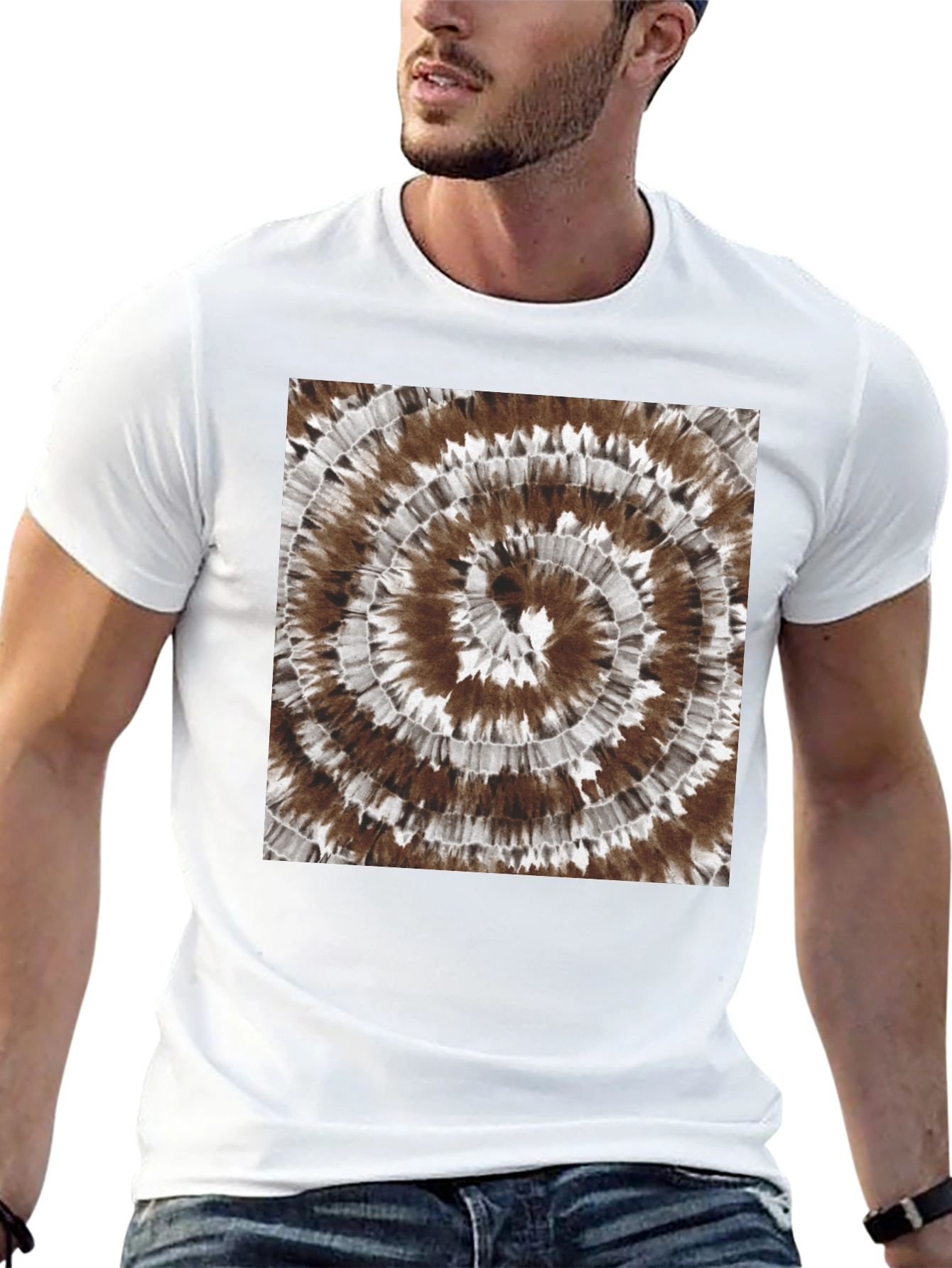 Tie-Dye Spiral Graphic Tee - Casual Black Cotton T-Shirt