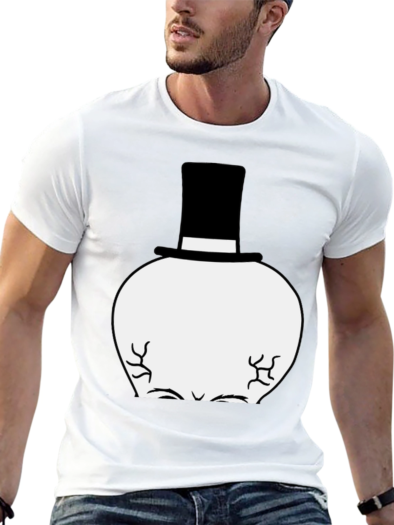 Top Hat Man Graphic Tee - Black Cotton T-Shirt