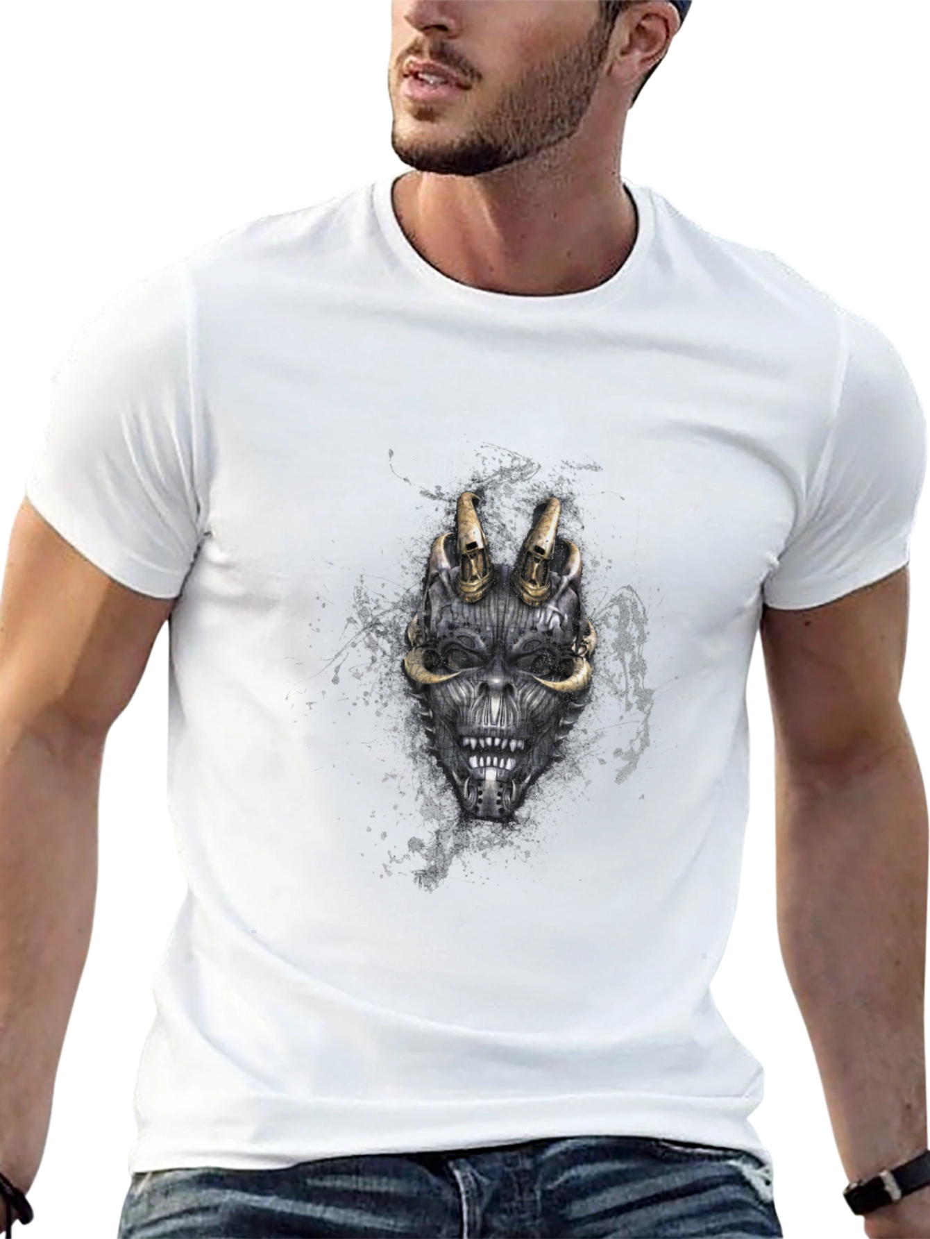 Skull Mask Graphic Black T-Shirt